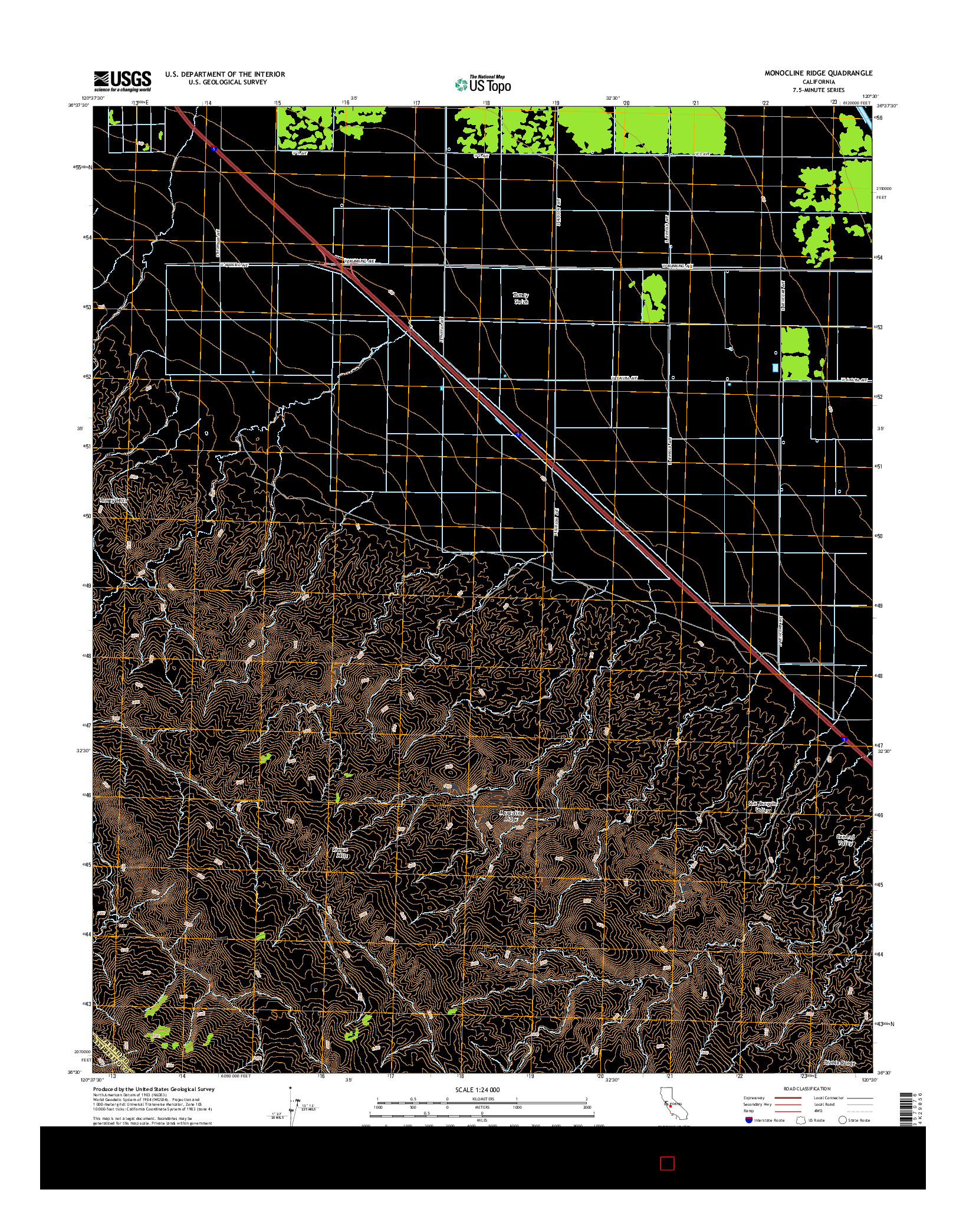 USGS US TOPO 7.5-MINUTE MAP FOR MONOCLINE RIDGE, CA 2015