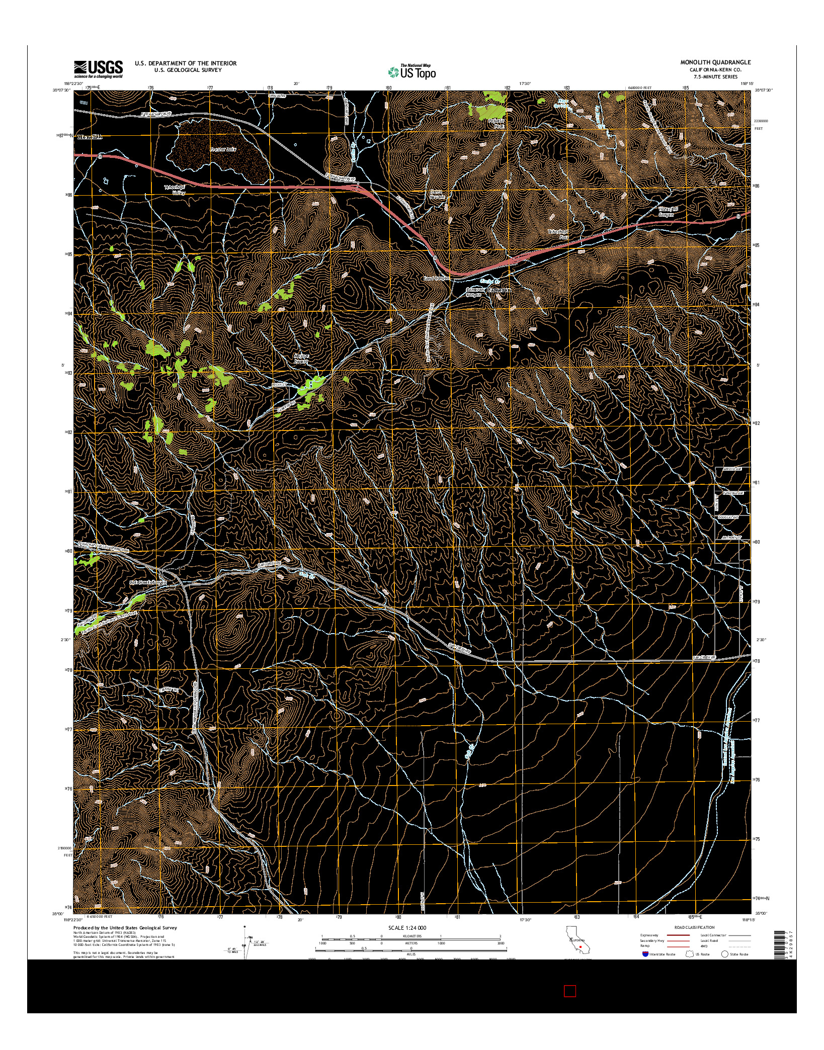 USGS US TOPO 7.5-MINUTE MAP FOR MONOLITH, CA 2015