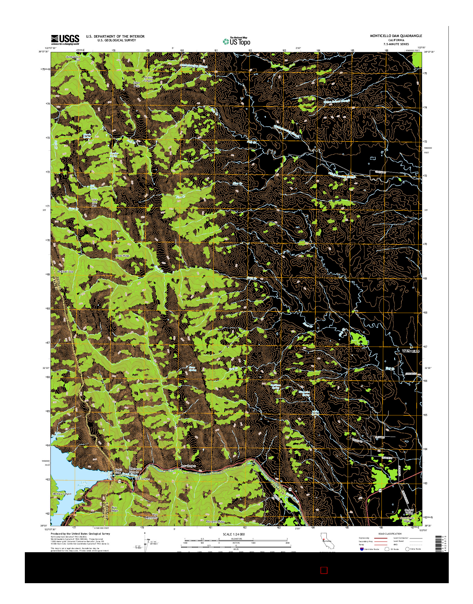 USGS US TOPO 7.5-MINUTE MAP FOR MONTICELLO DAM, CA 2015