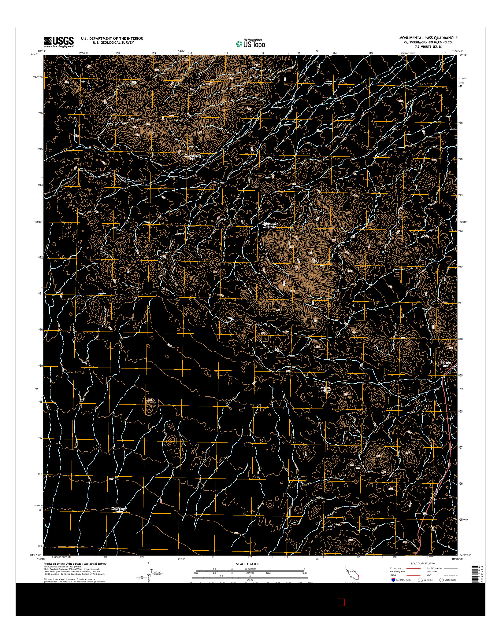 USGS US TOPO 7.5-MINUTE MAP FOR MONUMENTAL PASS, CA 2015