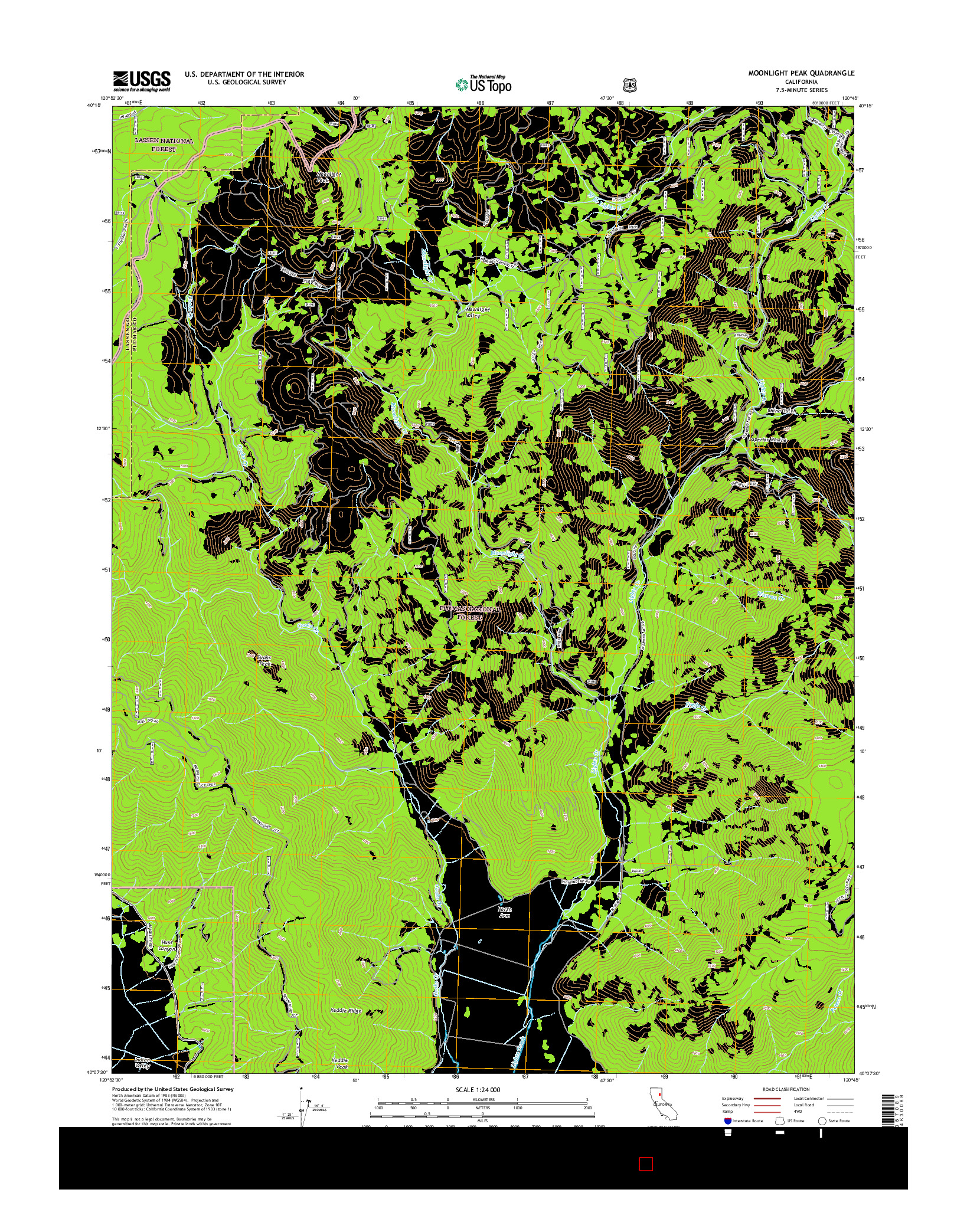 USGS US TOPO 7.5-MINUTE MAP FOR MOONLIGHT PEAK, CA 2015