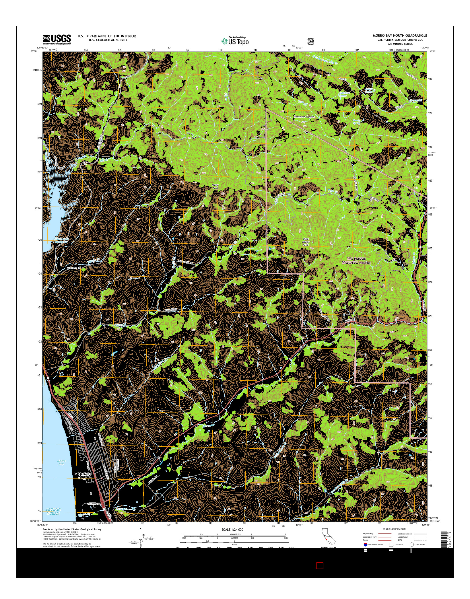 USGS US TOPO 7.5-MINUTE MAP FOR MORRO BAY NORTH, CA 2015