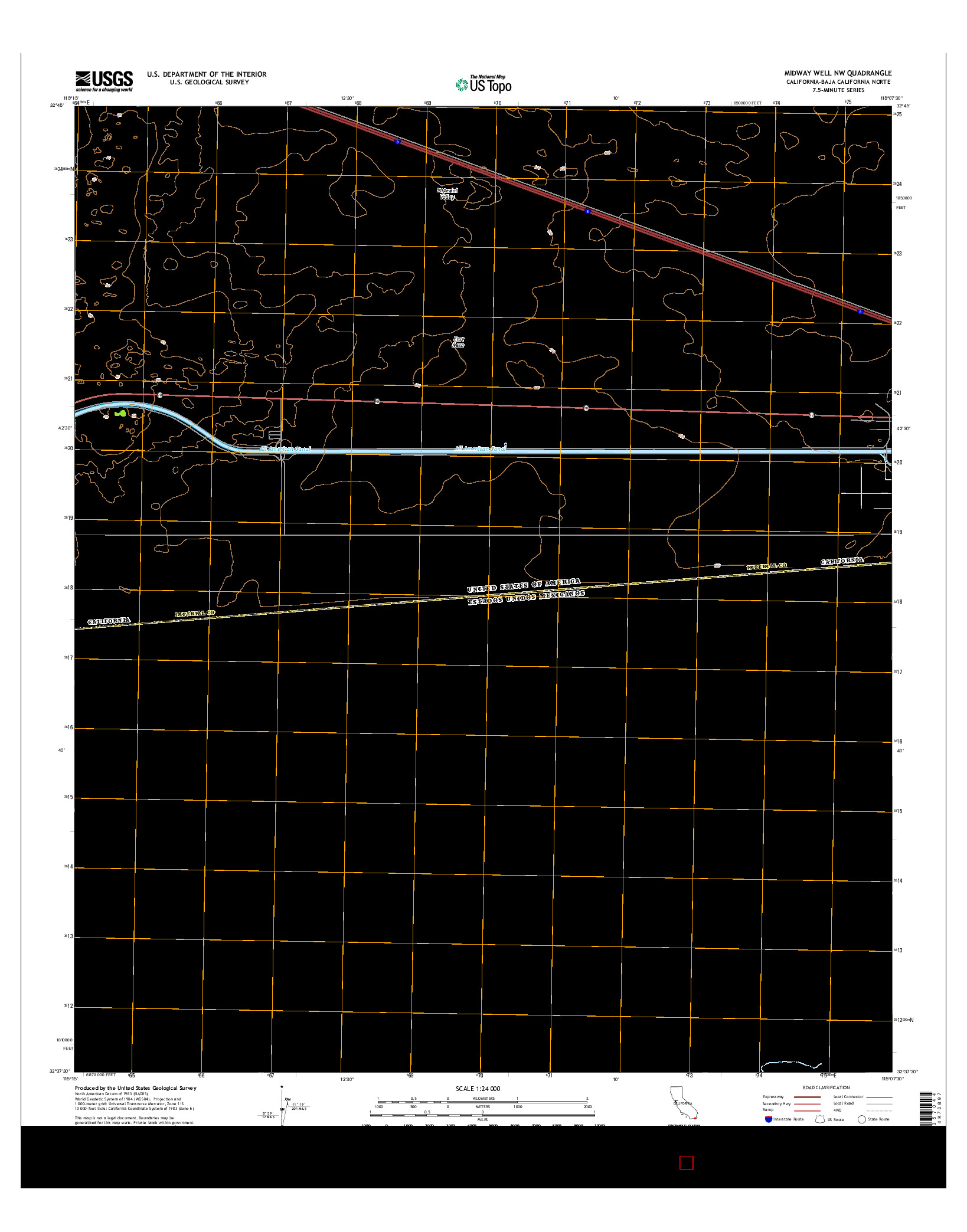 USGS US TOPO 7.5-MINUTE MAP FOR MIDWAY WELL NW, CA-BCN 2015