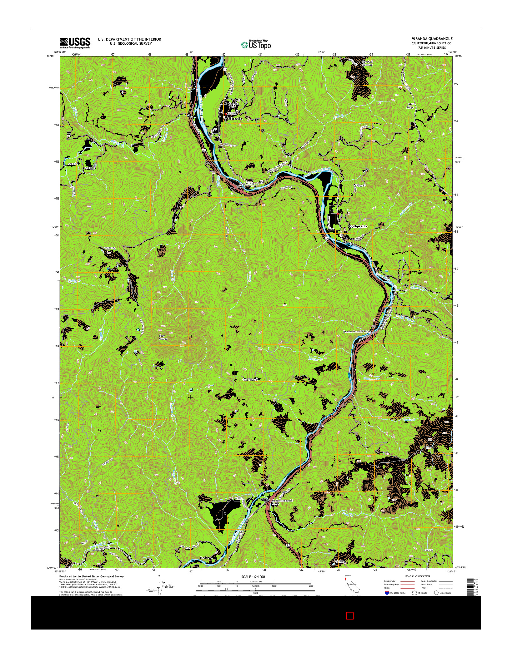 USGS US TOPO 7.5-MINUTE MAP FOR MIRANDA, CA 2015