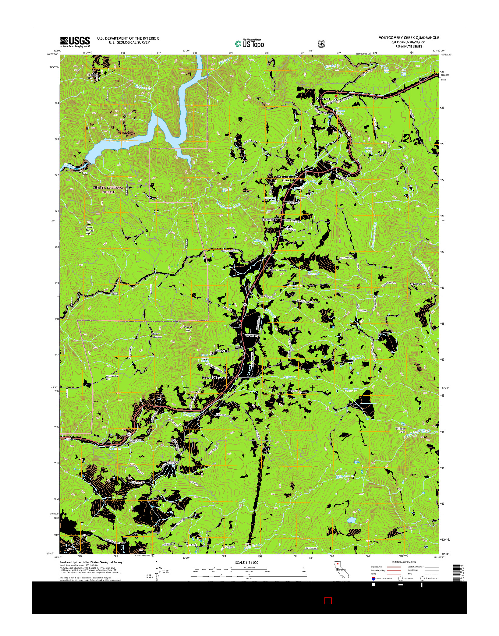 USGS US TOPO 7.5-MINUTE MAP FOR MONTGOMERY CREEK, CA 2015