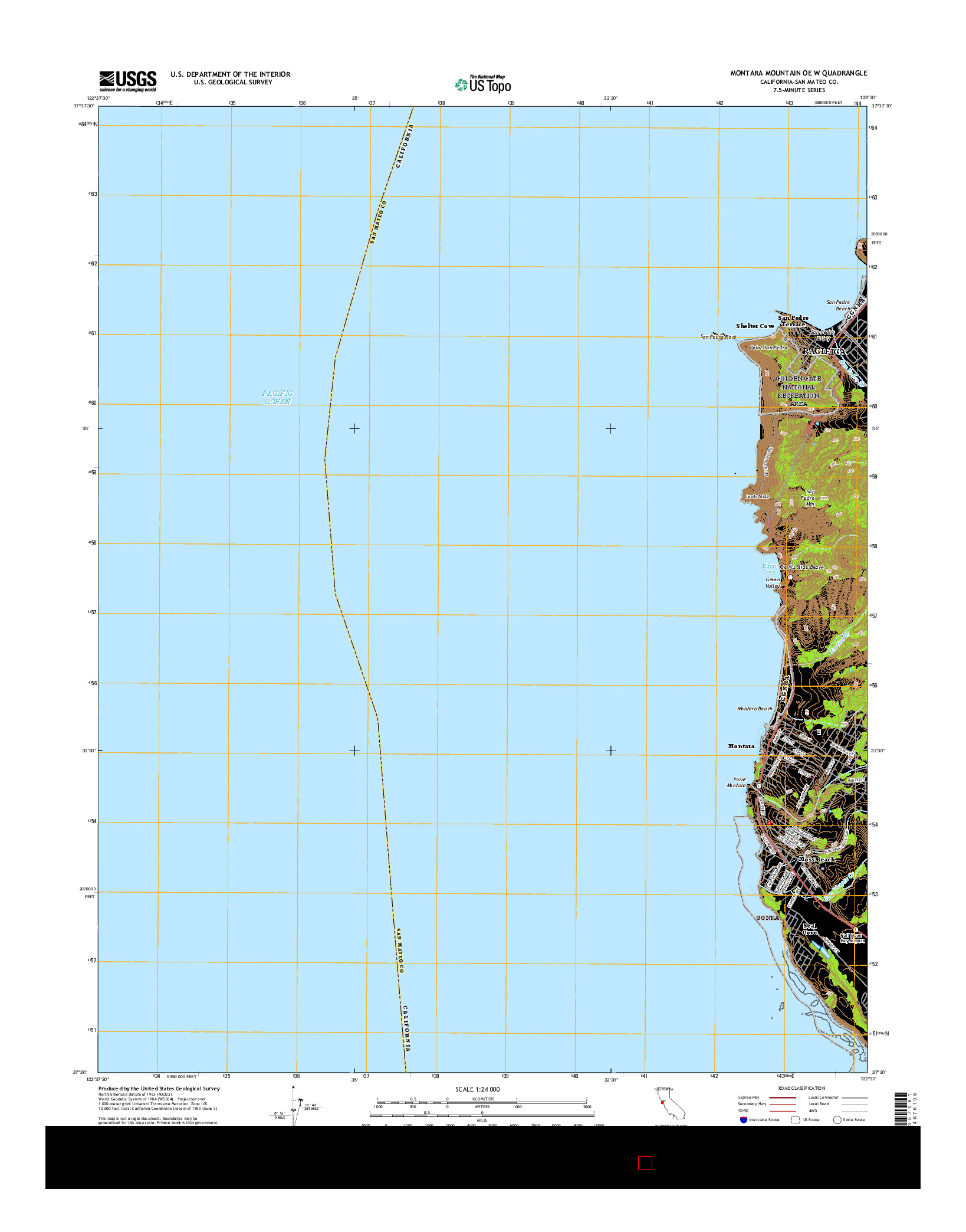 USGS US TOPO 7.5-MINUTE MAP FOR MONTARA MOUNTAIN OE W, CA 2015
