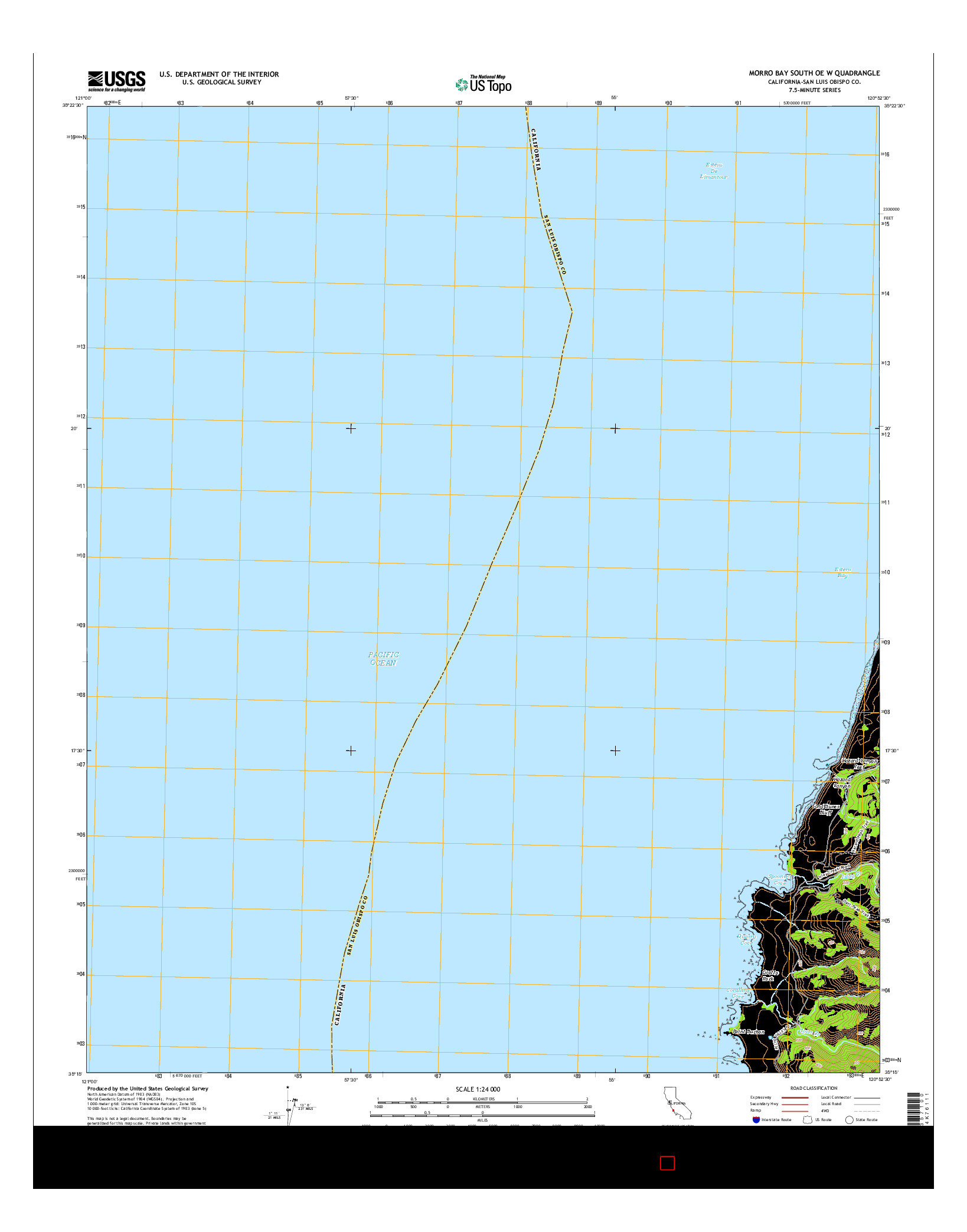 USGS US TOPO 7.5-MINUTE MAP FOR MORRO BAY SOUTH OE W, CA 2015