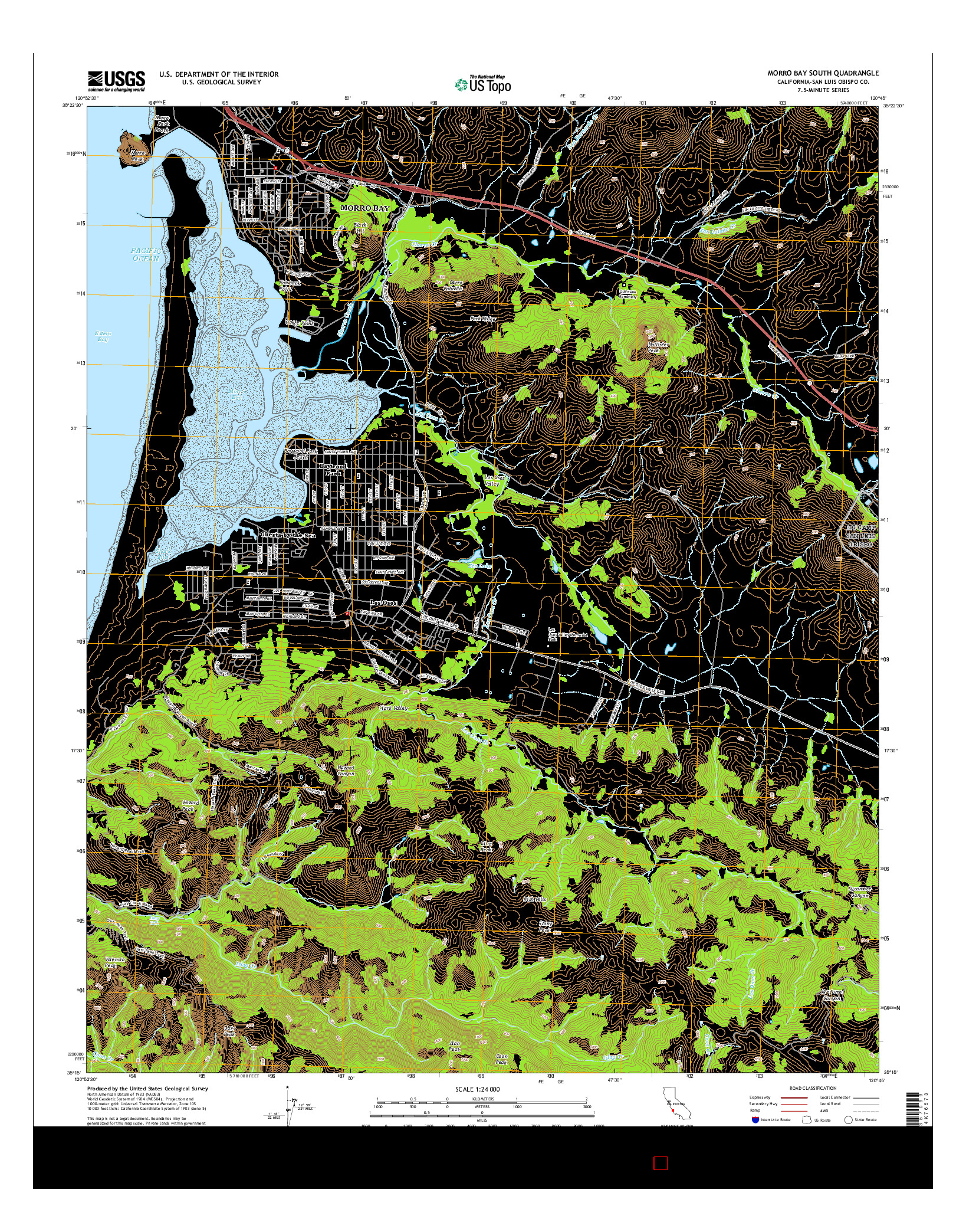 USGS US TOPO 7.5-MINUTE MAP FOR MORRO BAY SOUTH, CA 2015