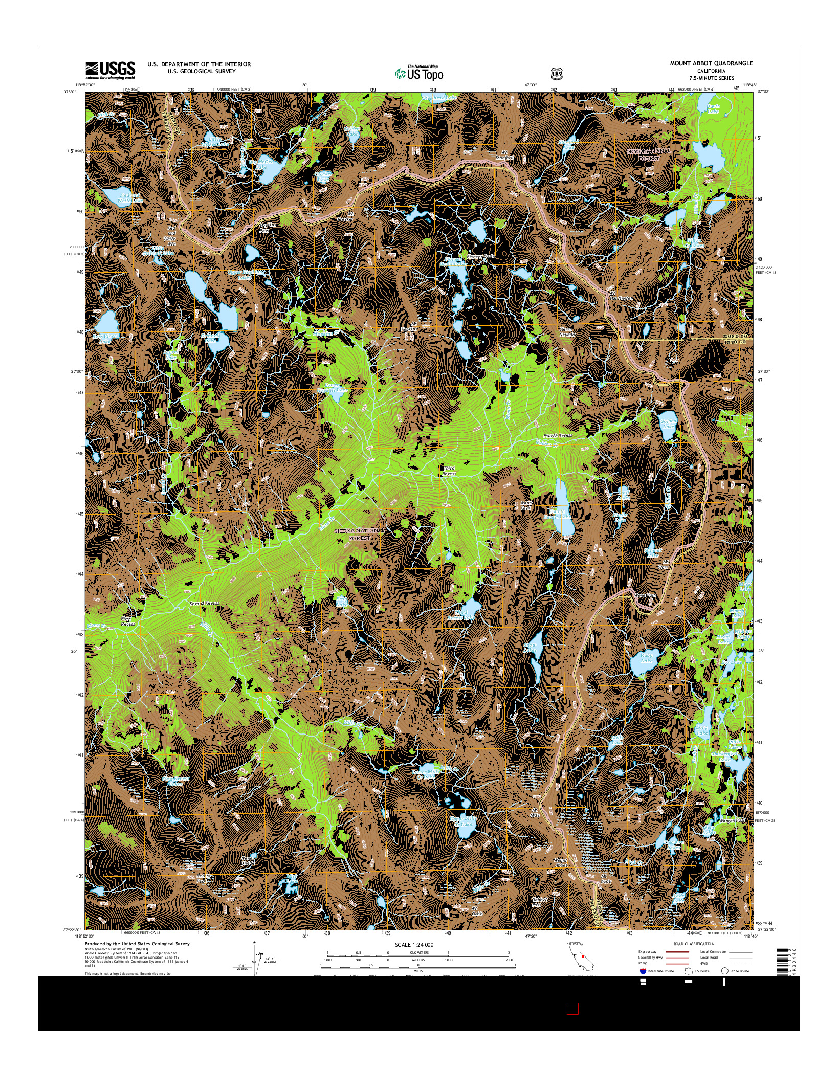 USGS US TOPO 7.5-MINUTE MAP FOR MOUNT ABBOT, CA 2015