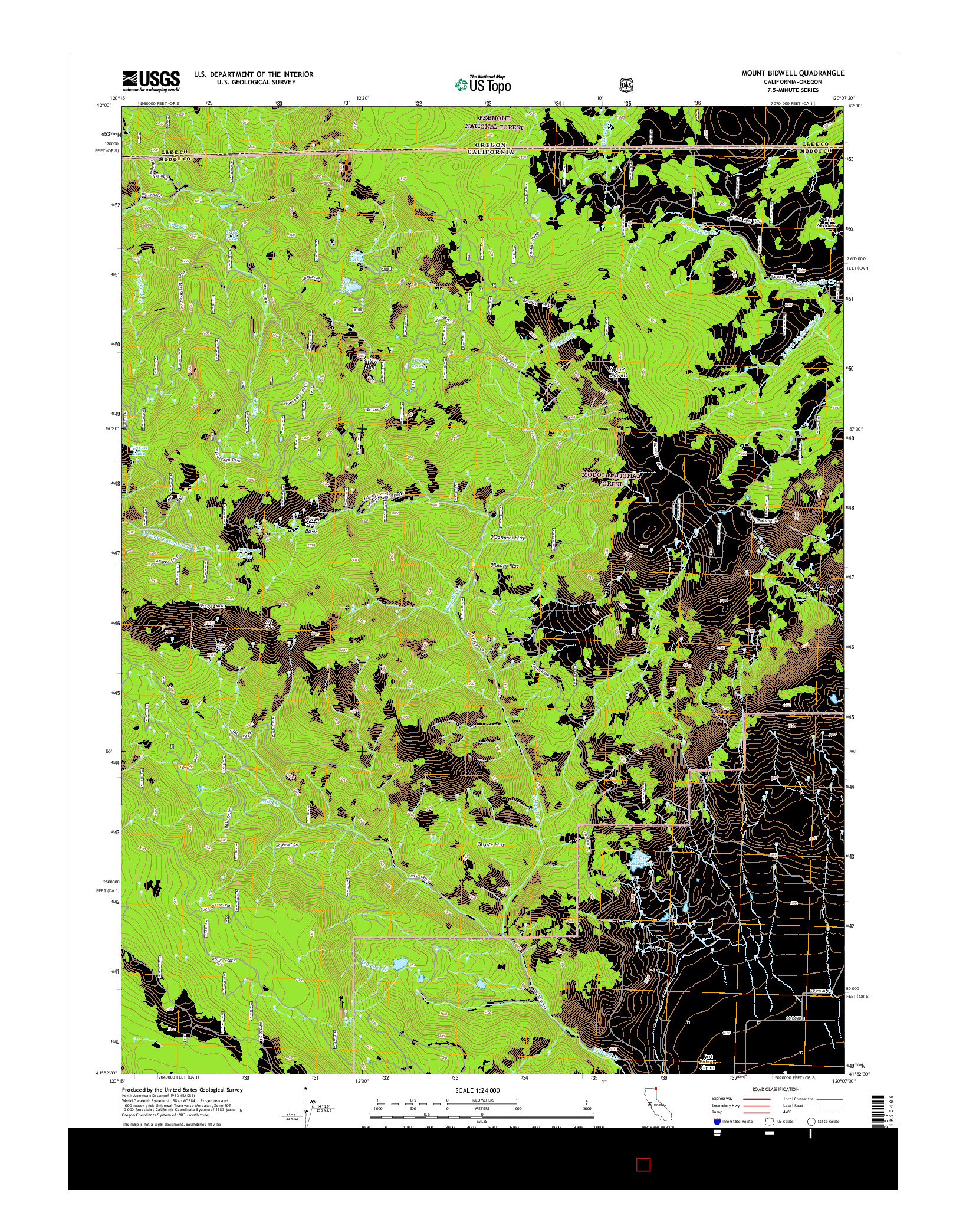 USGS US TOPO 7.5-MINUTE MAP FOR MOUNT BIDWELL, CA-OR 2015
