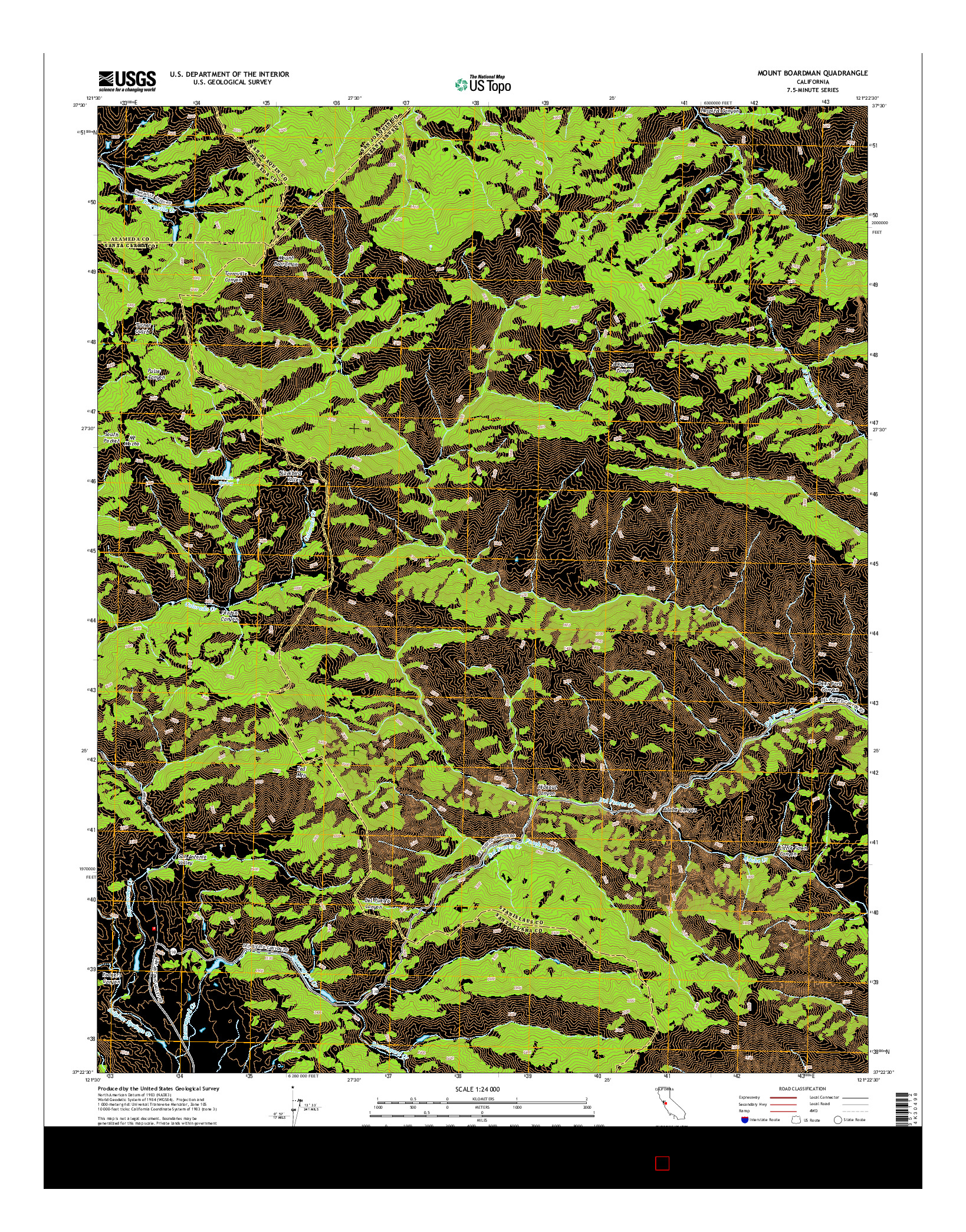 USGS US TOPO 7.5-MINUTE MAP FOR MOUNT BOARDMAN, CA 2015