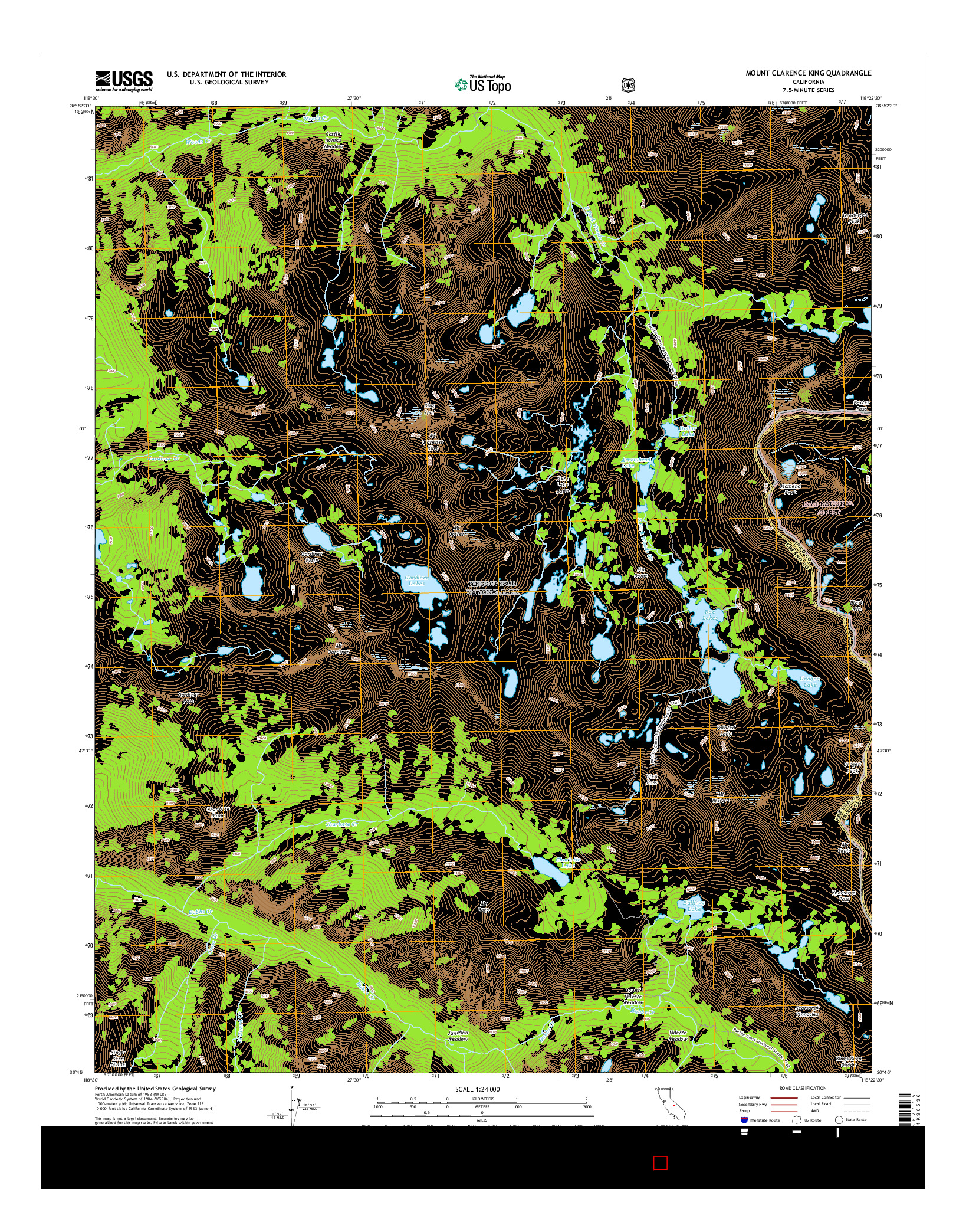 USGS US TOPO 7.5-MINUTE MAP FOR MOUNT CLARENCE KING, CA 2015