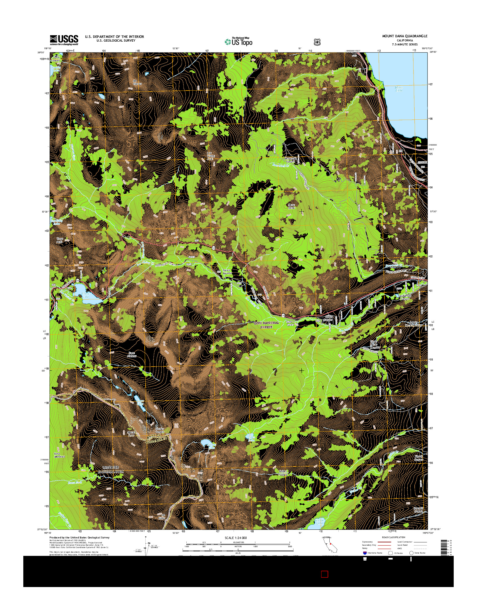 USGS US TOPO 7.5-MINUTE MAP FOR MOUNT DANA, CA 2015