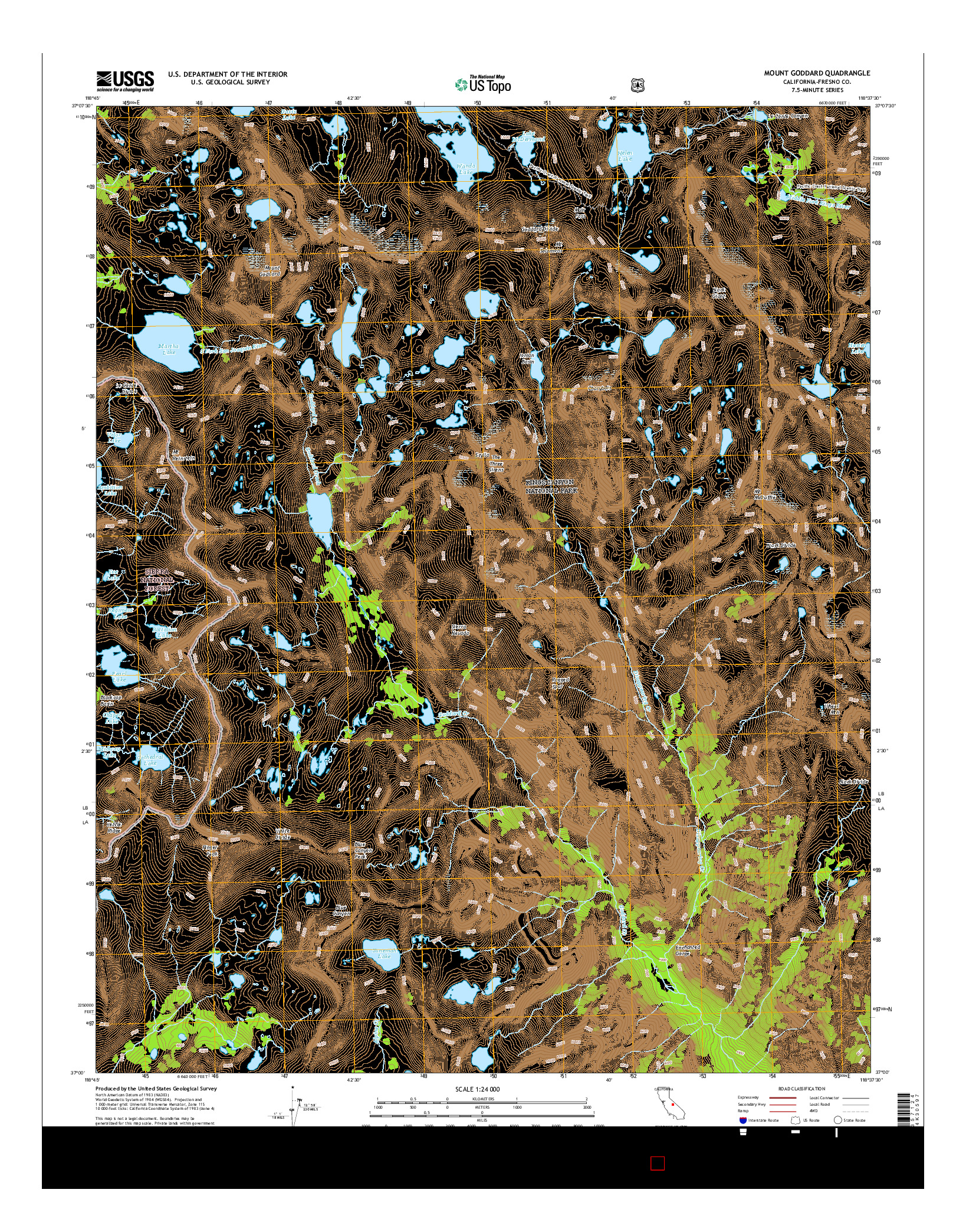 USGS US TOPO 7.5-MINUTE MAP FOR MOUNT GODDARD, CA 2015