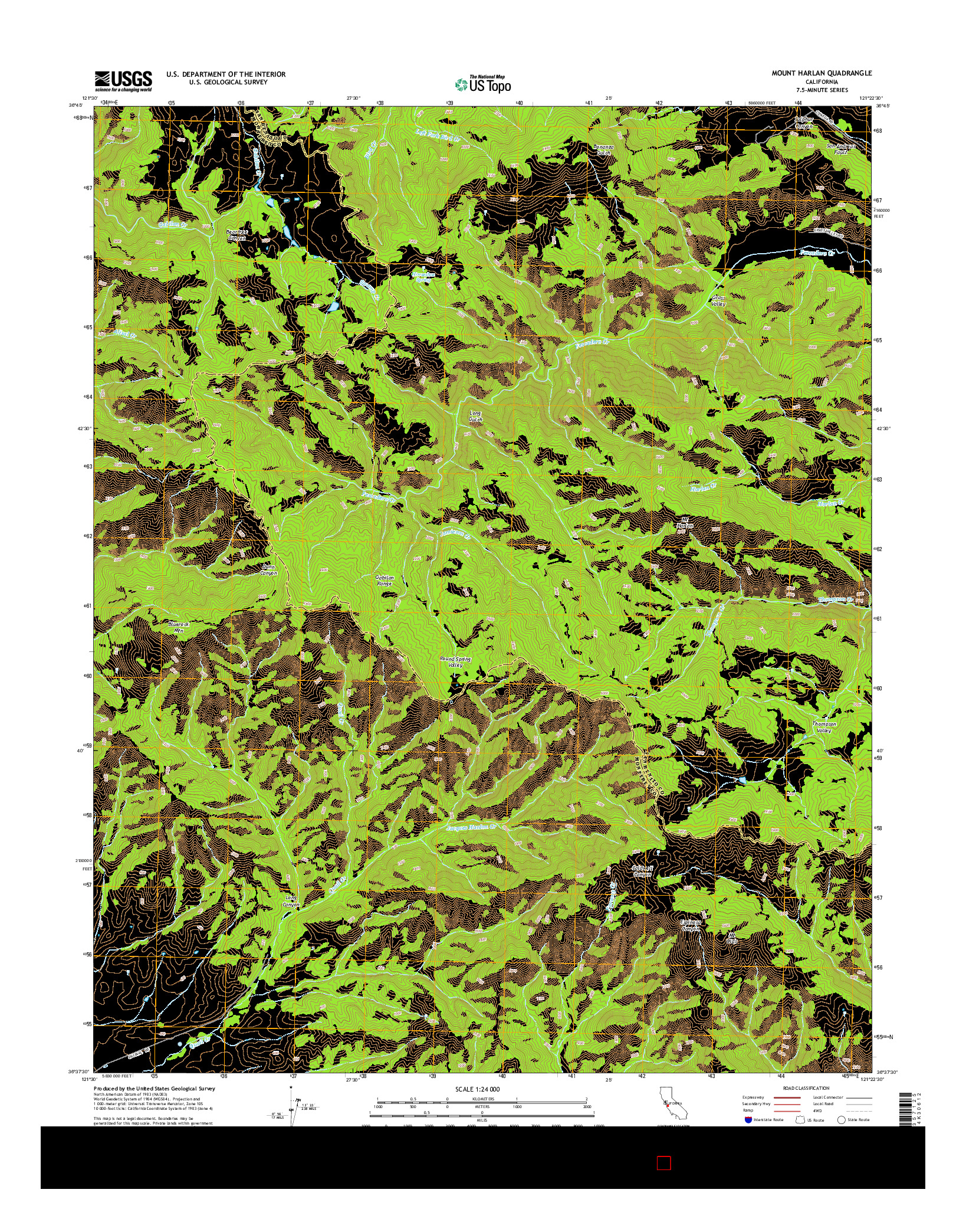 USGS US TOPO 7.5-MINUTE MAP FOR MOUNT HARLAN, CA 2015