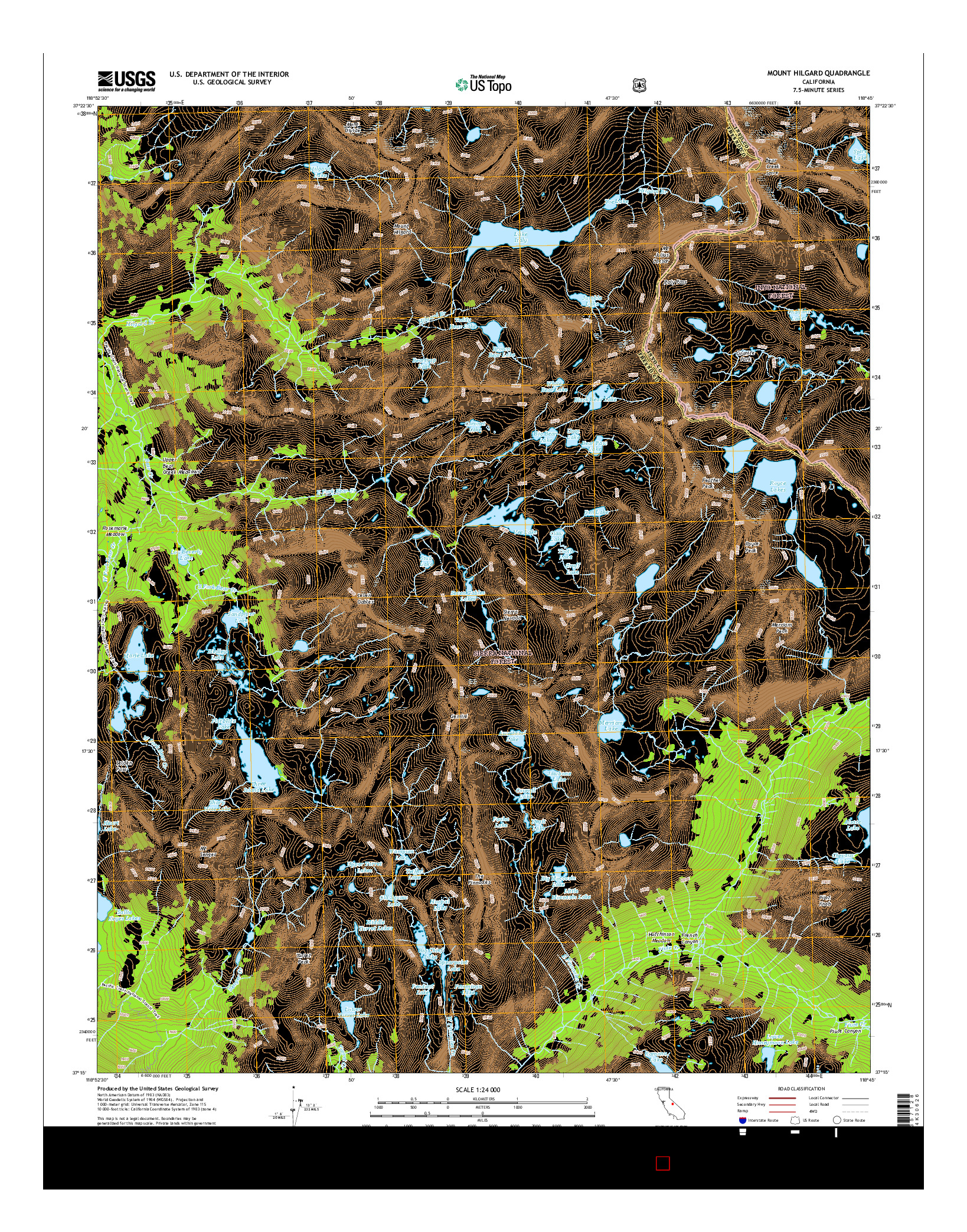 USGS US TOPO 7.5-MINUTE MAP FOR MOUNT HILGARD, CA 2015
