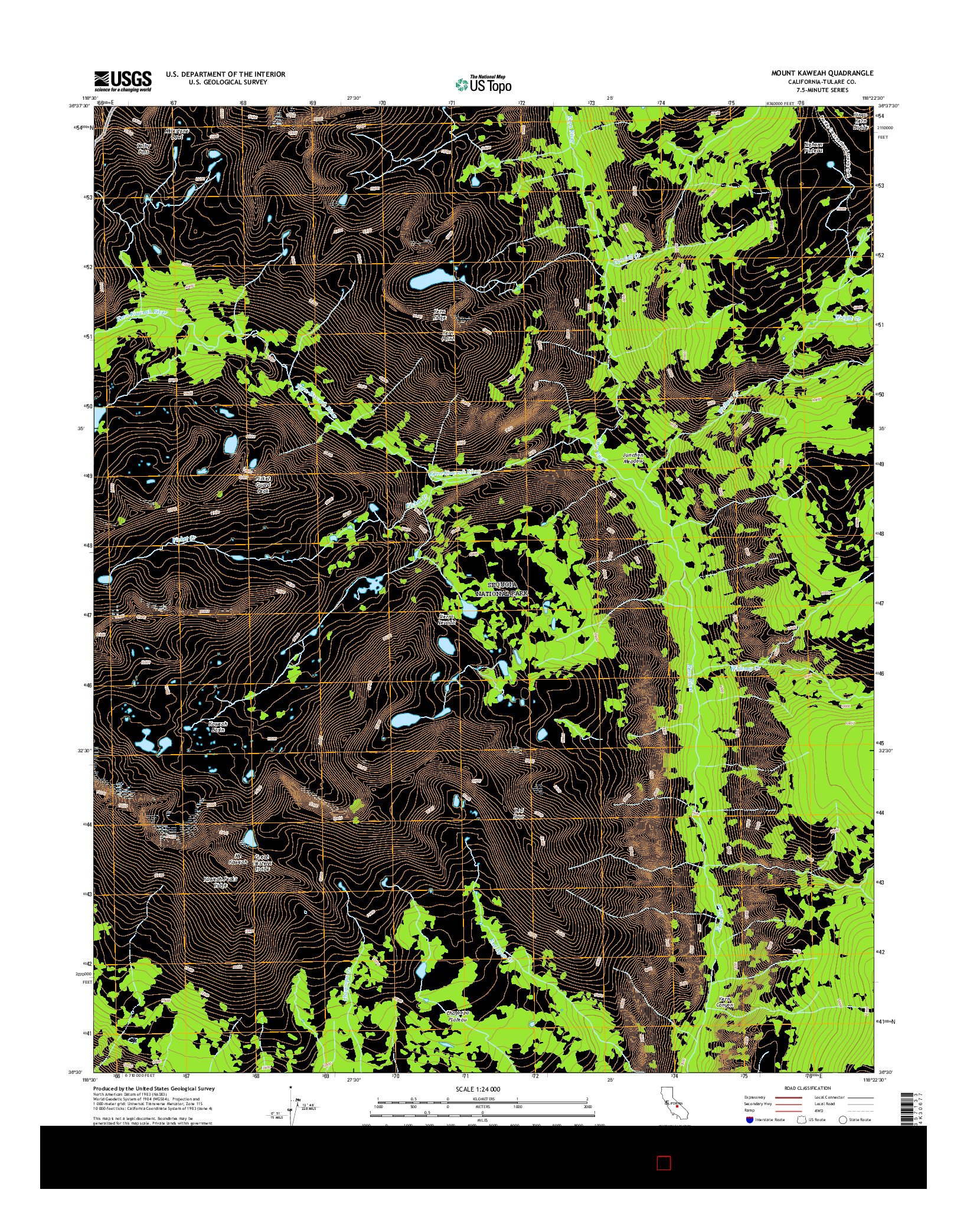 USGS US TOPO 7.5-MINUTE MAP FOR MOUNT KAWEAH, CA 2015