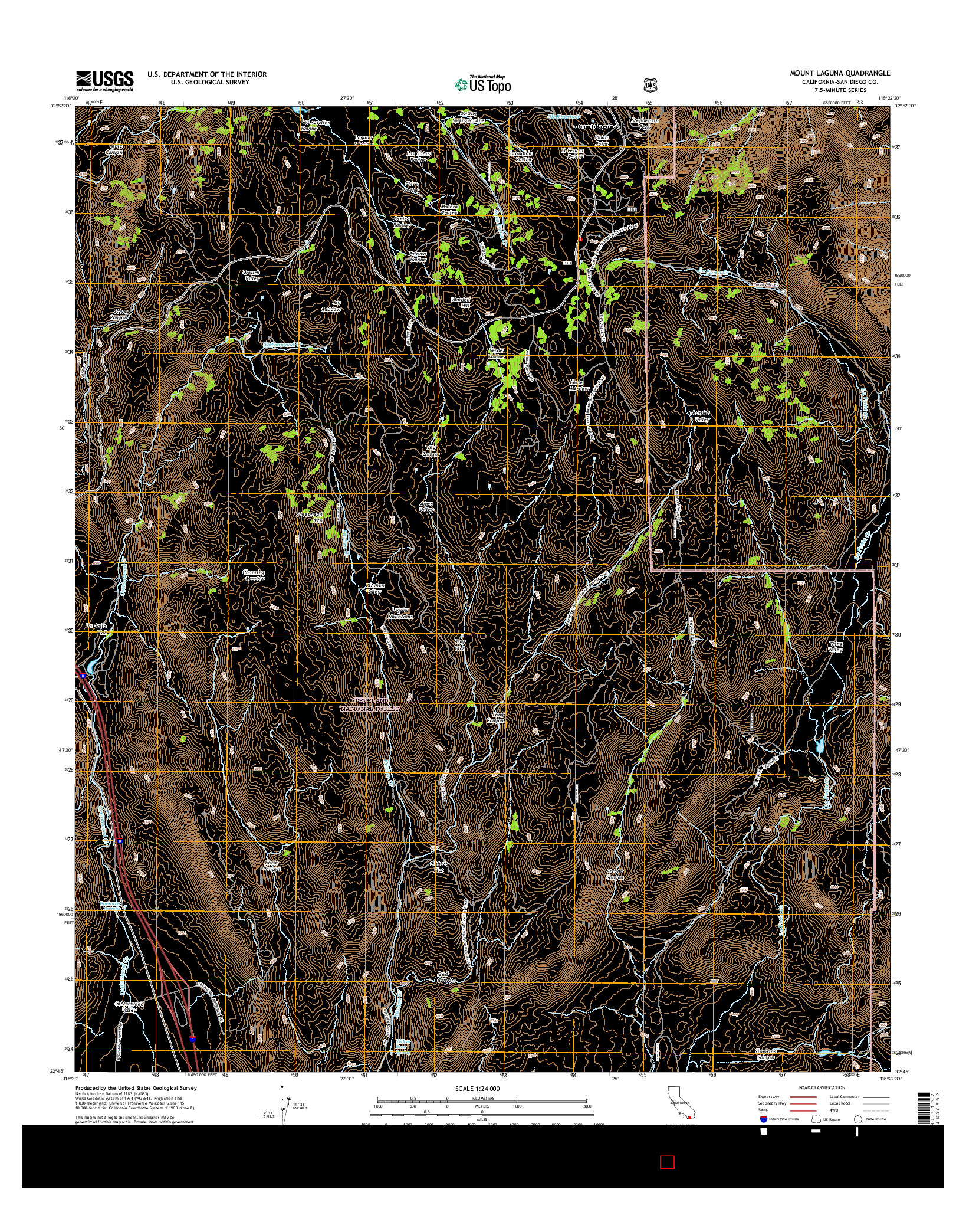 USGS US TOPO 7.5-MINUTE MAP FOR MOUNT LAGUNA, CA 2015