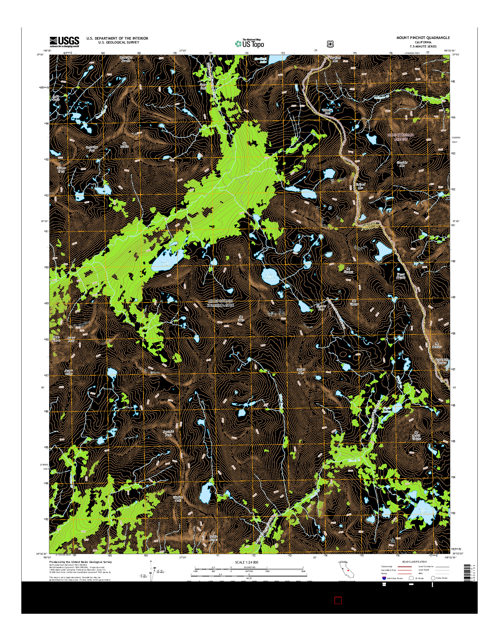 USGS US TOPO 7.5-MINUTE MAP FOR MOUNT PINCHOT, CA 2015