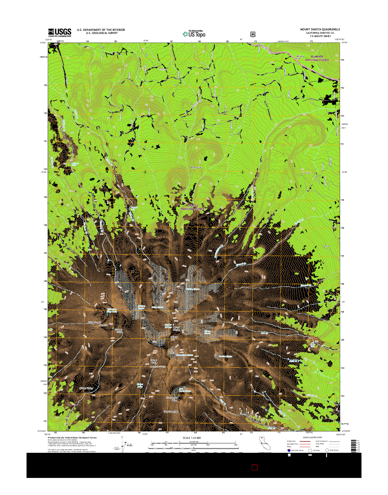 USGS US TOPO 7.5-MINUTE MAP FOR MOUNT SHASTA, CA 2015