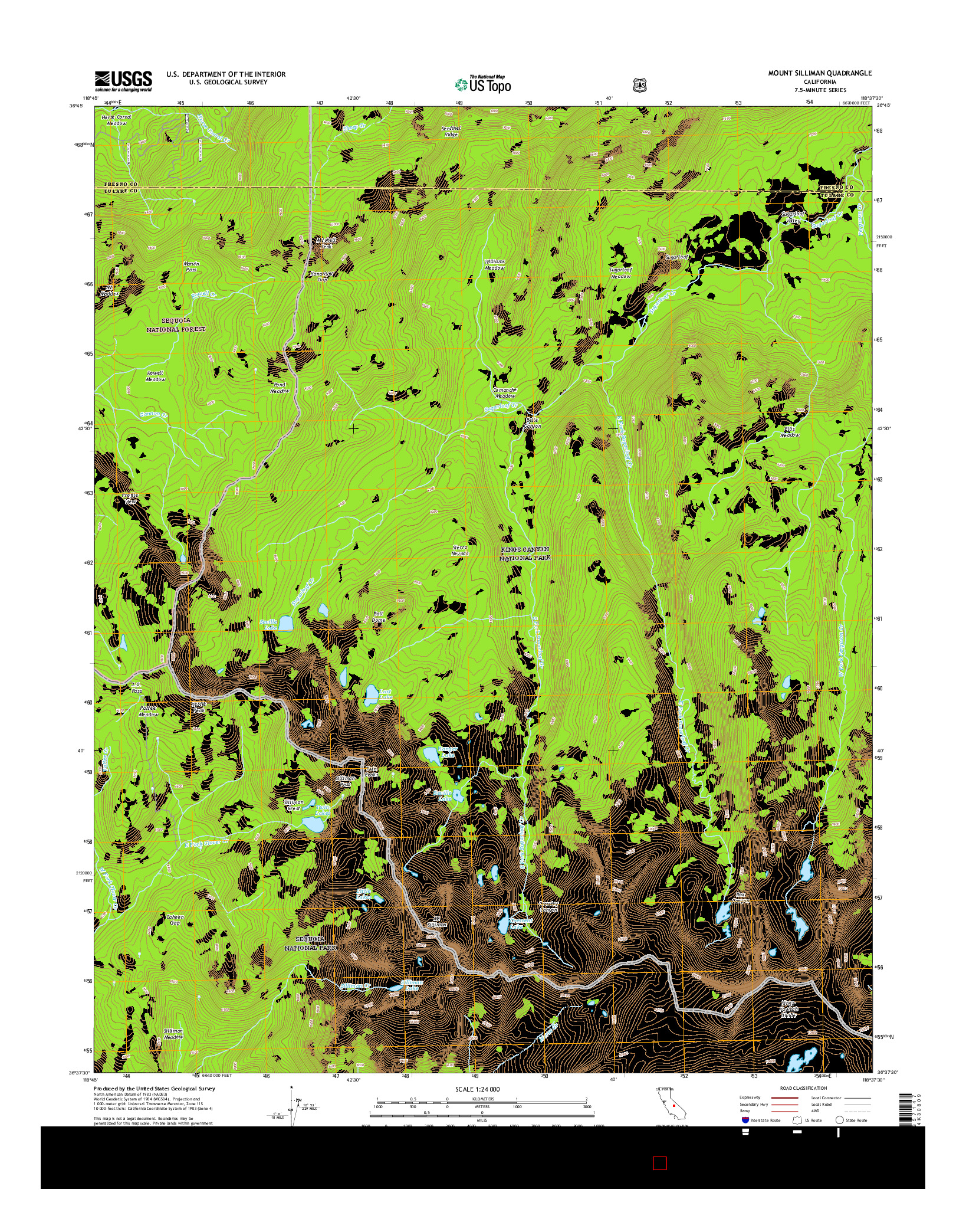 USGS US TOPO 7.5-MINUTE MAP FOR MOUNT SILLIMAN, CA 2015