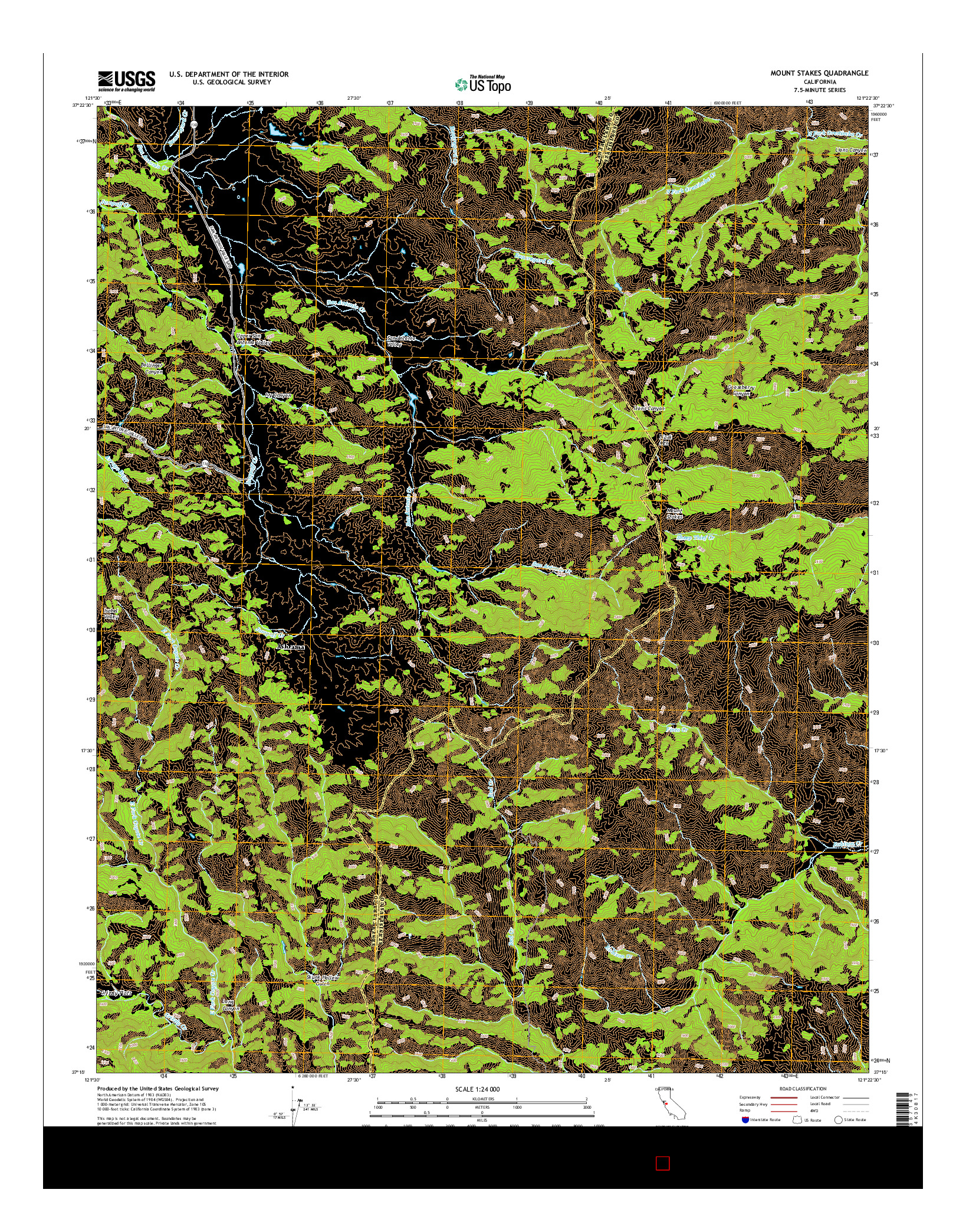 USGS US TOPO 7.5-MINUTE MAP FOR MOUNT STAKES, CA 2015