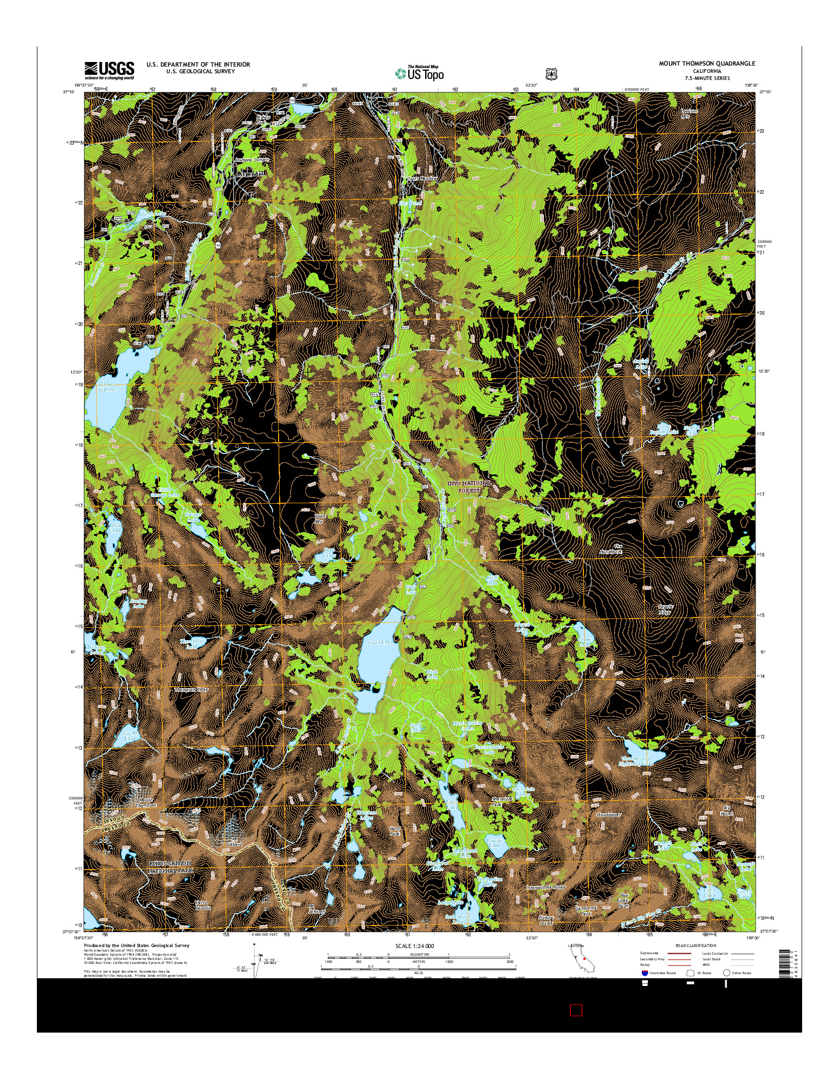USGS US TOPO 7.5-MINUTE MAP FOR MOUNT THOMPSON, CA 2015