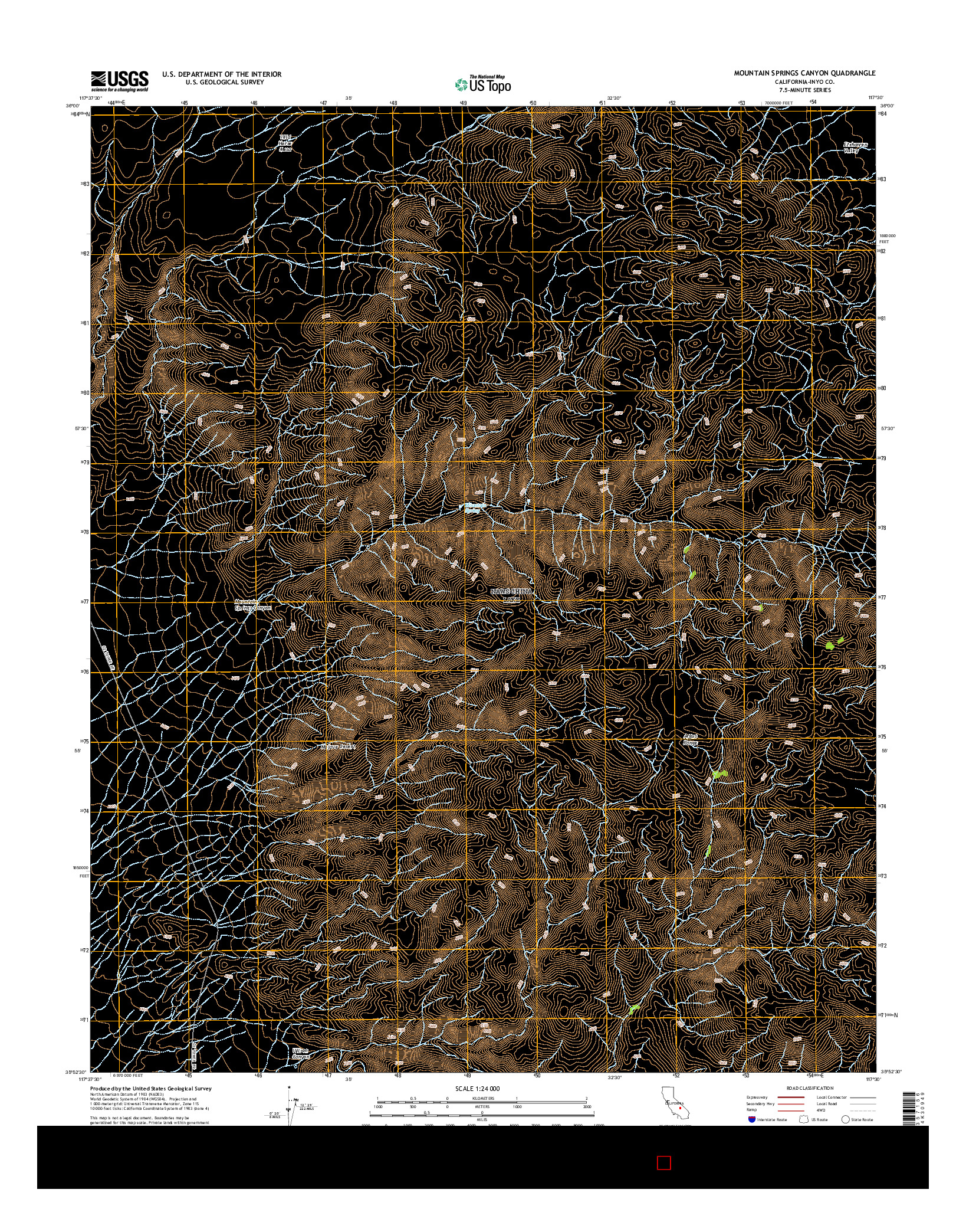USGS US TOPO 7.5-MINUTE MAP FOR MOUNTAIN SPRINGS CANYON, CA 2015