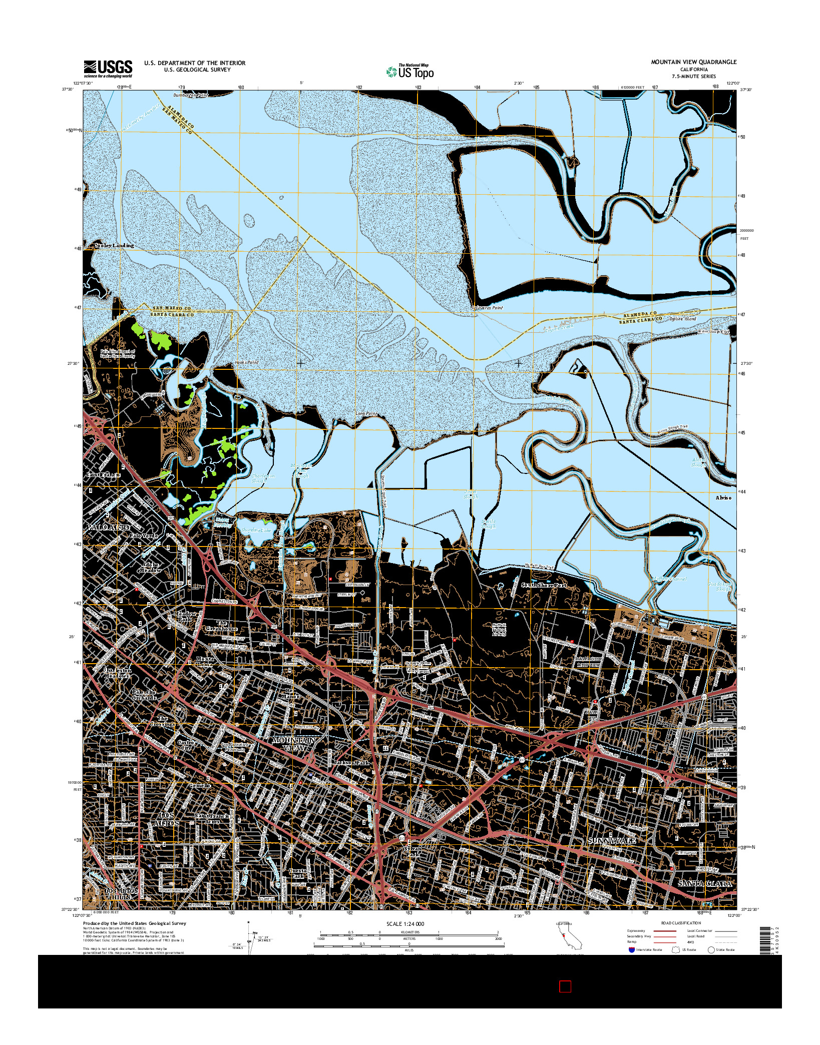 USGS US TOPO 7.5-MINUTE MAP FOR MOUNTAIN VIEW, CA 2015