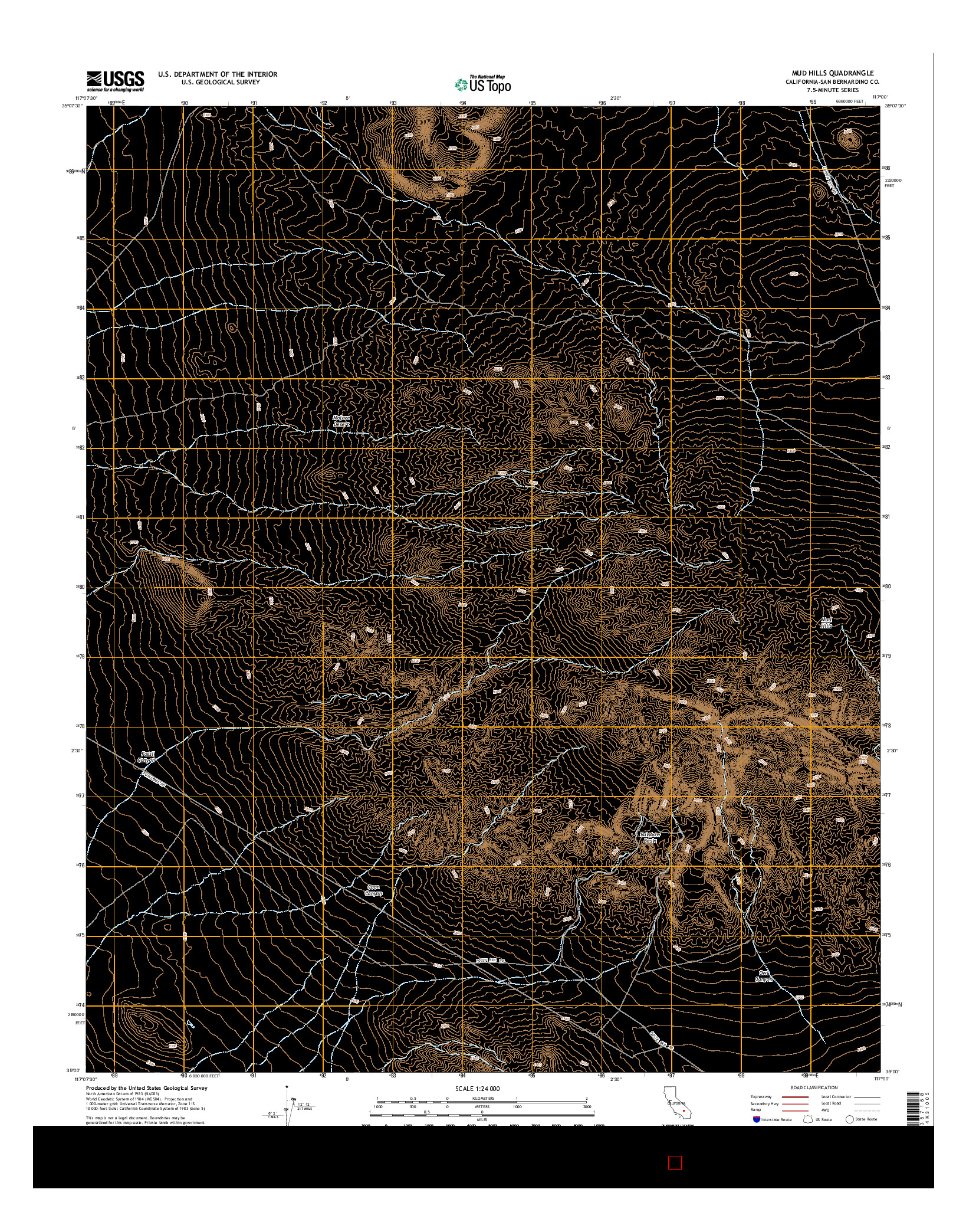 USGS US TOPO 7.5-MINUTE MAP FOR MUD HILLS, CA 2015