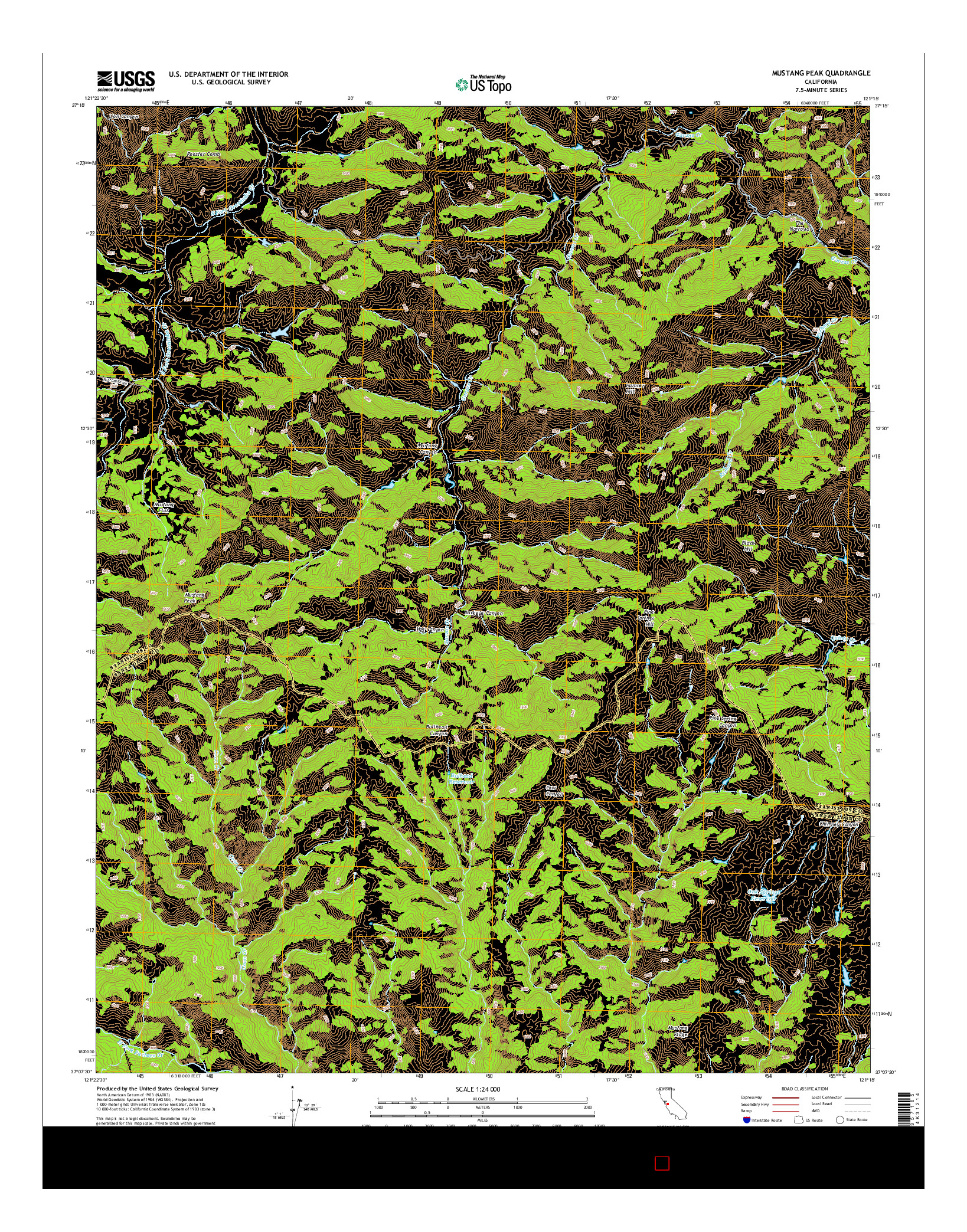 USGS US TOPO 7.5-MINUTE MAP FOR MUSTANG PEAK, CA 2015