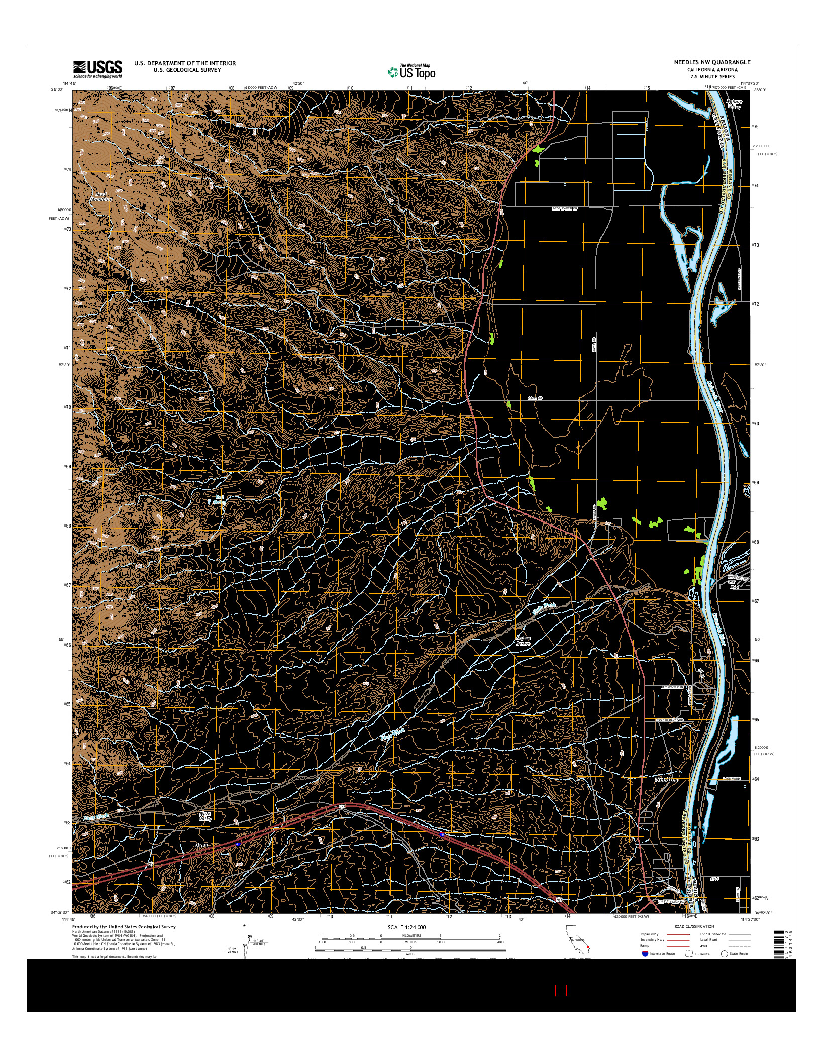 USGS US TOPO 7.5-MINUTE MAP FOR NEEDLES NW, CA-AZ 2015