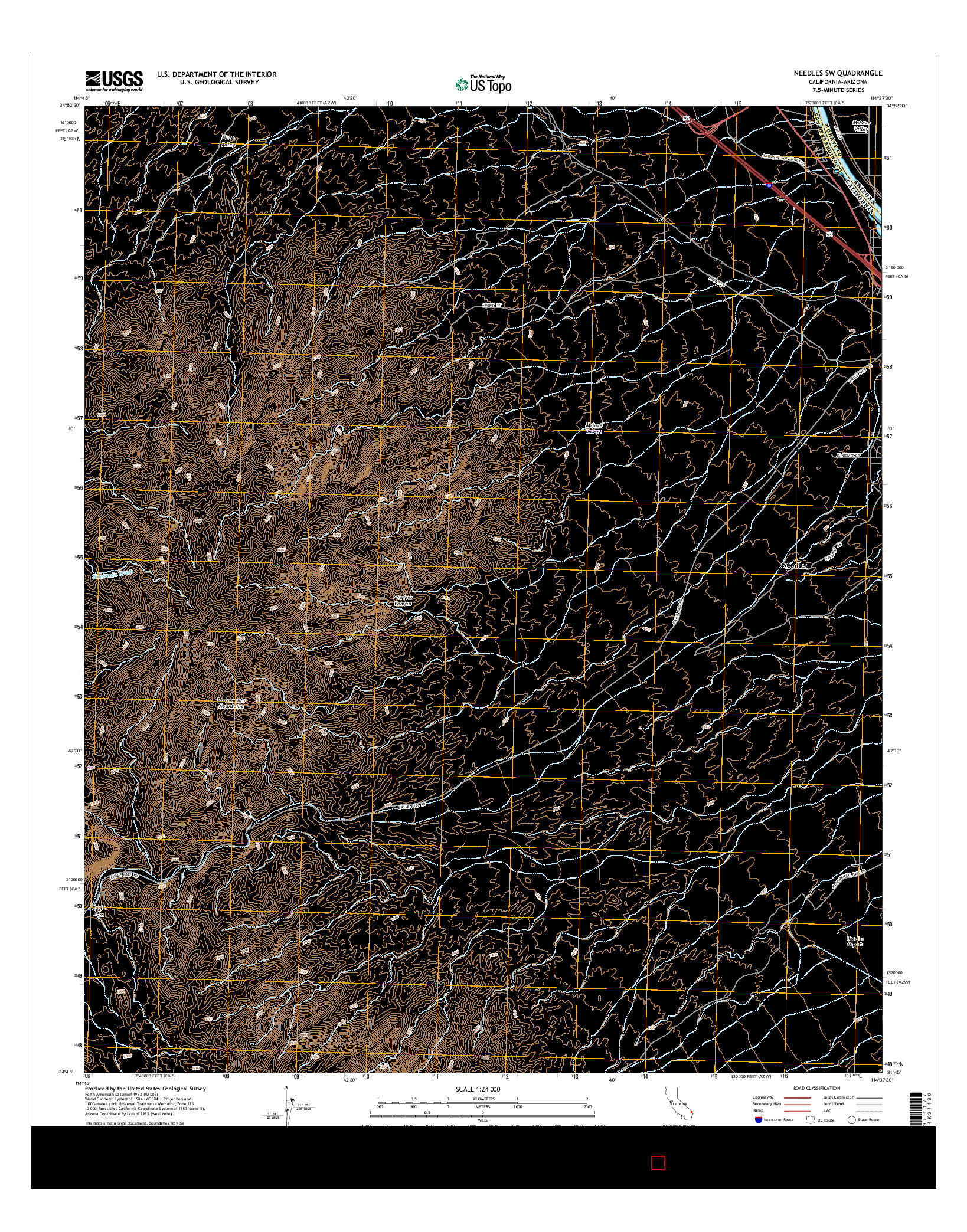 USGS US TOPO 7.5-MINUTE MAP FOR NEEDLES SW, CA-AZ 2015