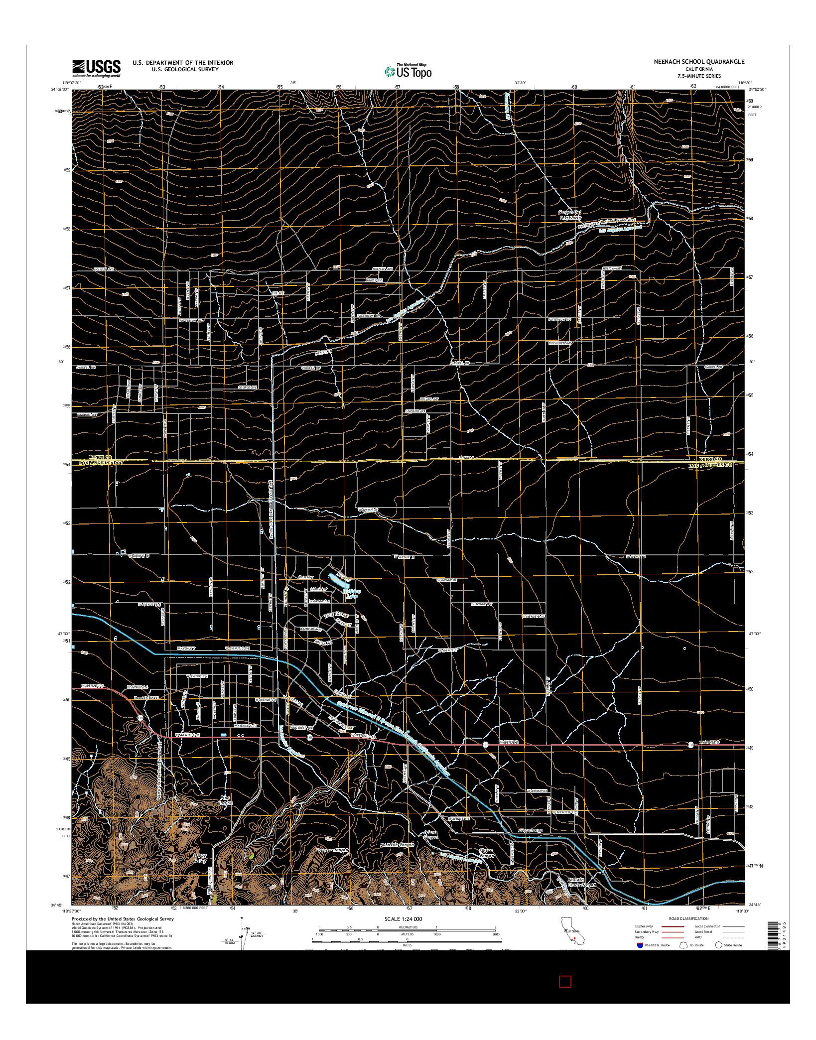 USGS US TOPO 7.5-MINUTE MAP FOR NEENACH SCHOOL, CA 2015