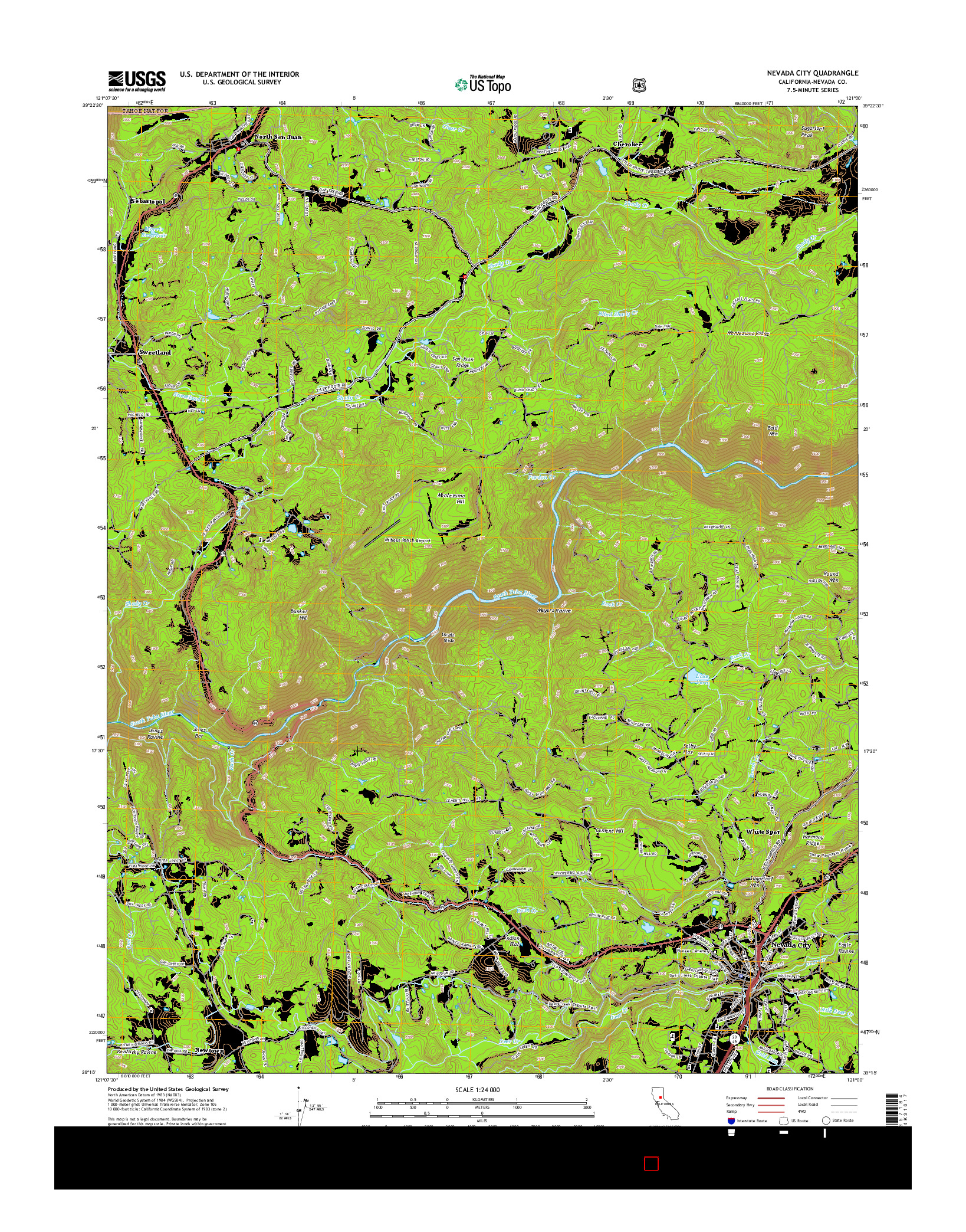 USGS US TOPO 7.5-MINUTE MAP FOR NEVADA CITY, CA 2015