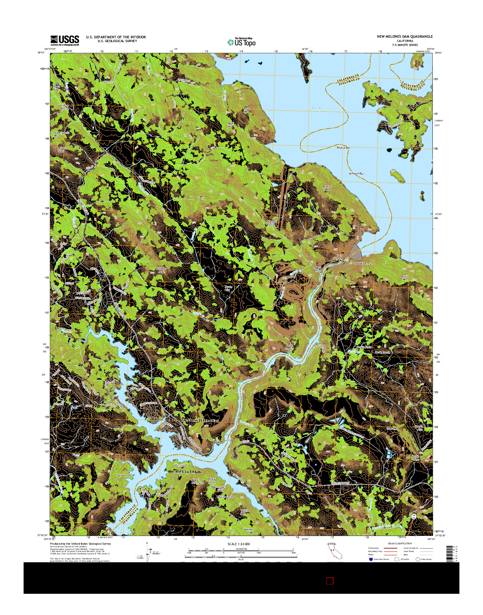 USGS US TOPO 7.5-MINUTE MAP FOR NEW MELONES DAM, CA 2015