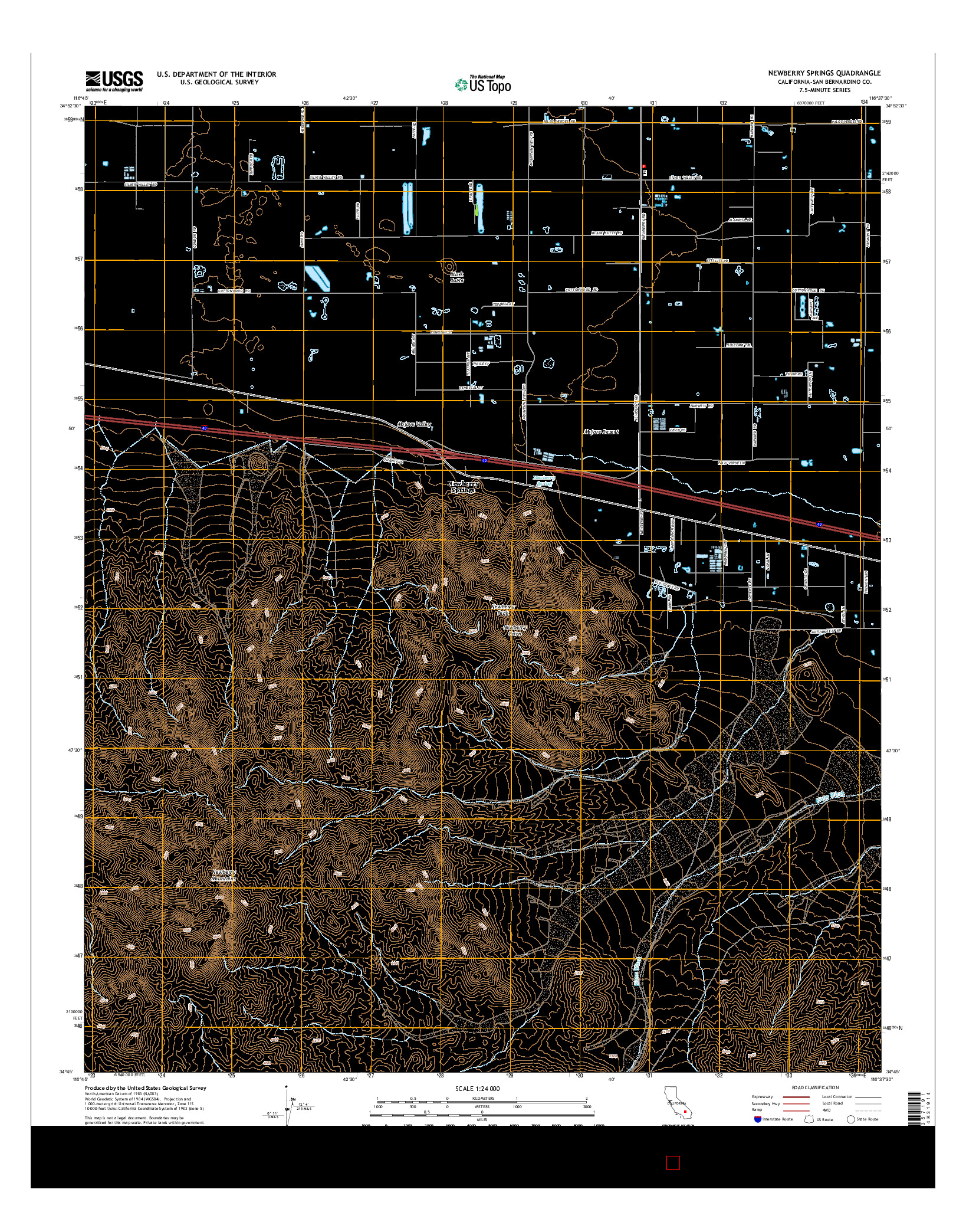 USGS US TOPO 7.5-MINUTE MAP FOR NEWBERRY SPRINGS, CA 2015