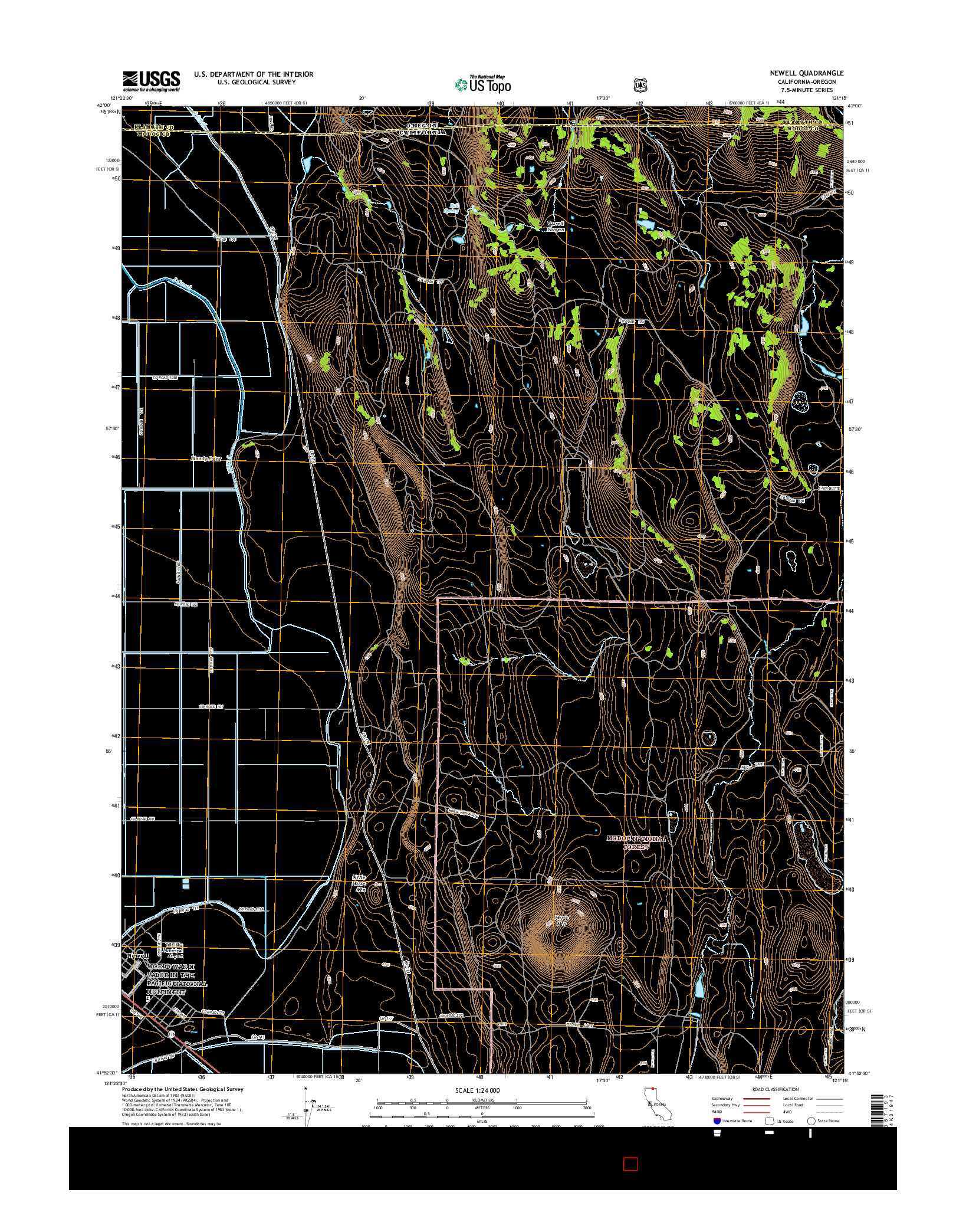 USGS US TOPO 7.5-MINUTE MAP FOR NEWELL, CA-OR 2015