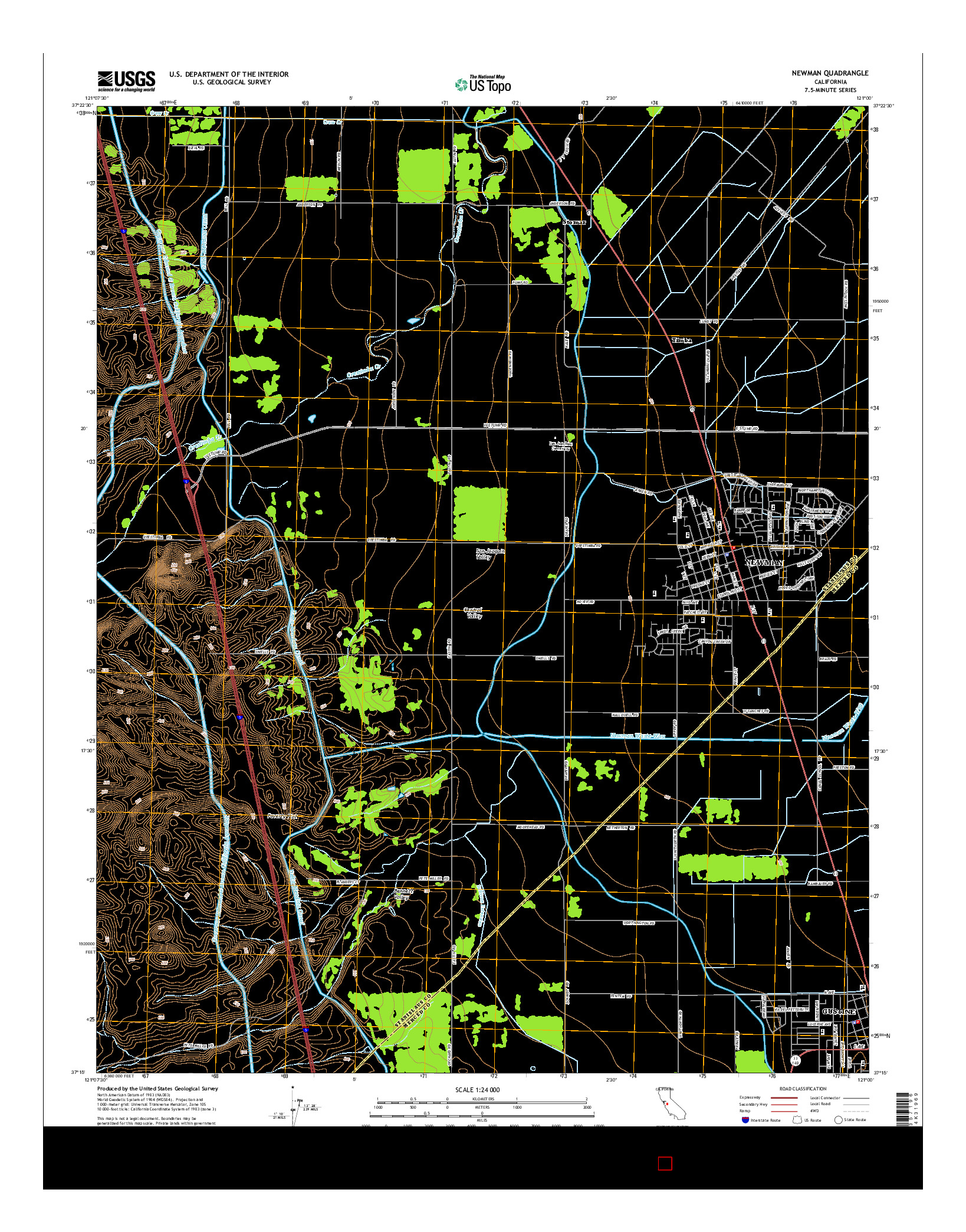 USGS US TOPO 7.5-MINUTE MAP FOR NEWMAN, CA 2015