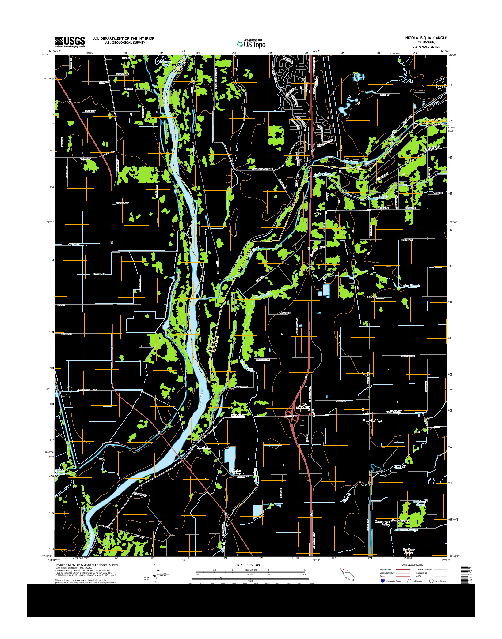 USGS US TOPO 7.5-MINUTE MAP FOR NICOLAUS, CA 2015