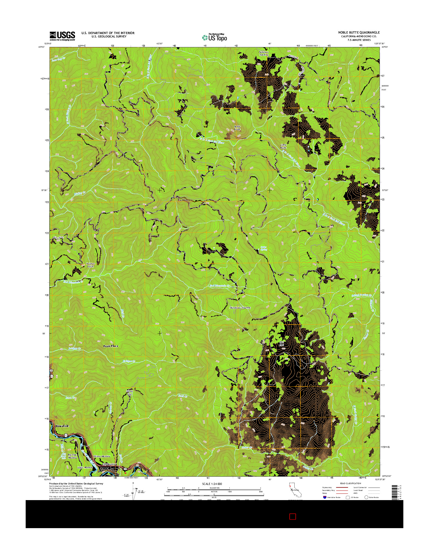 USGS US TOPO 7.5-MINUTE MAP FOR NOBLE BUTTE, CA 2015