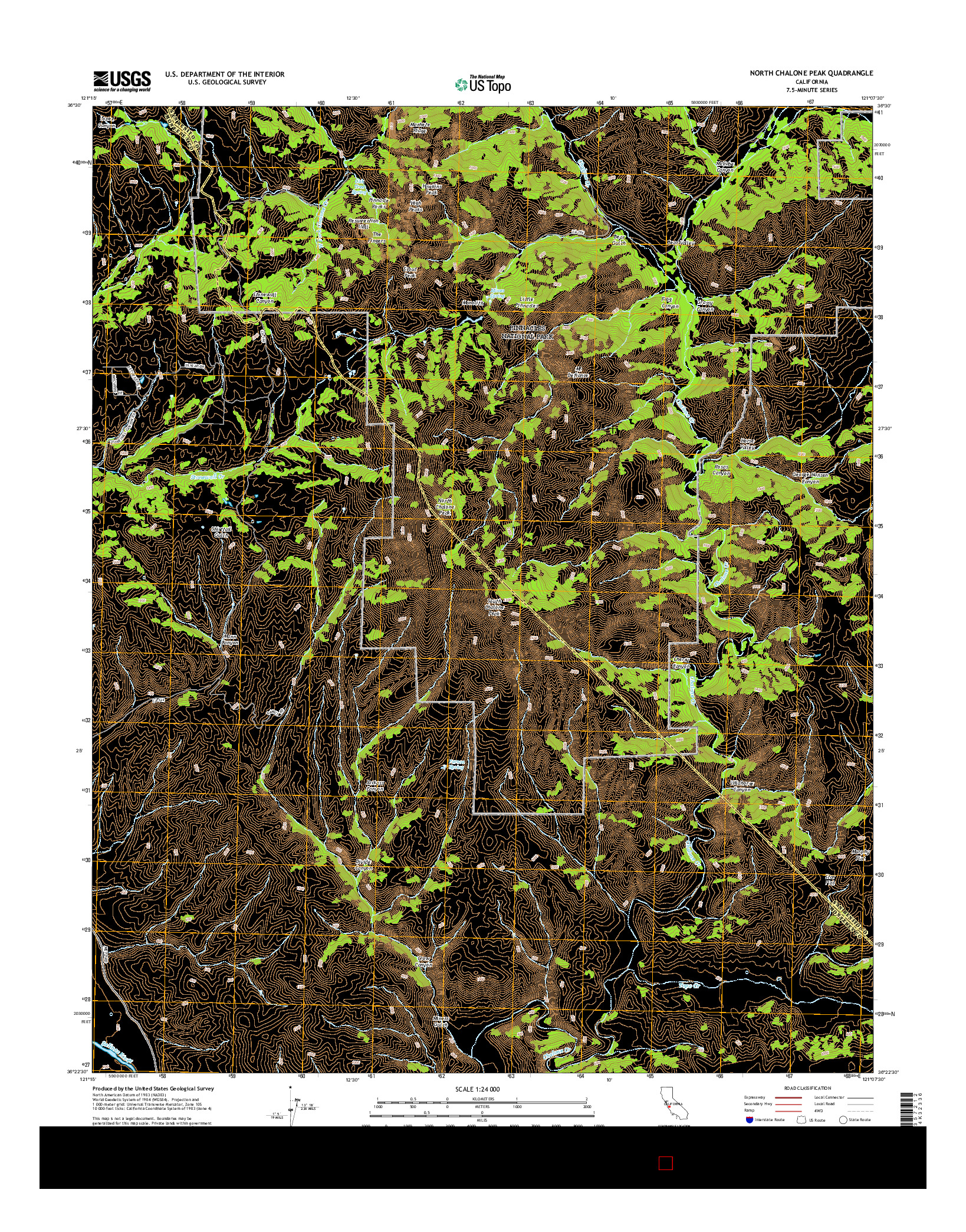 USGS US TOPO 7.5-MINUTE MAP FOR NORTH CHALONE PEAK, CA 2015