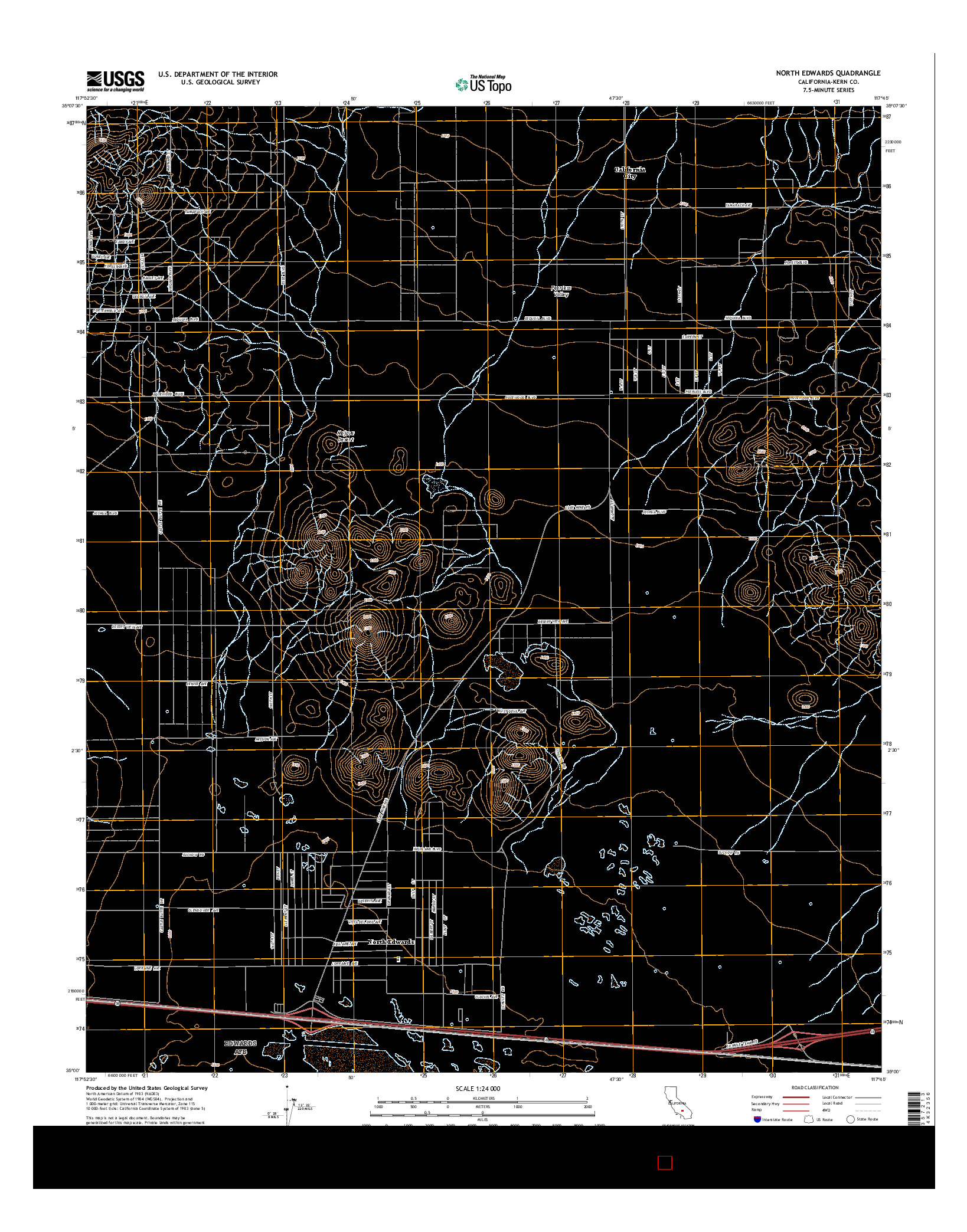 USGS US TOPO 7.5-MINUTE MAP FOR NORTH EDWARDS, CA 2015