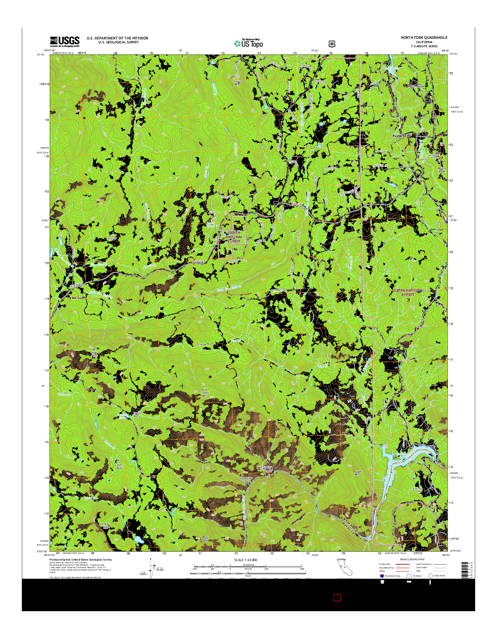 USGS US TOPO 7.5-MINUTE MAP FOR NORTH FORK, CA 2015