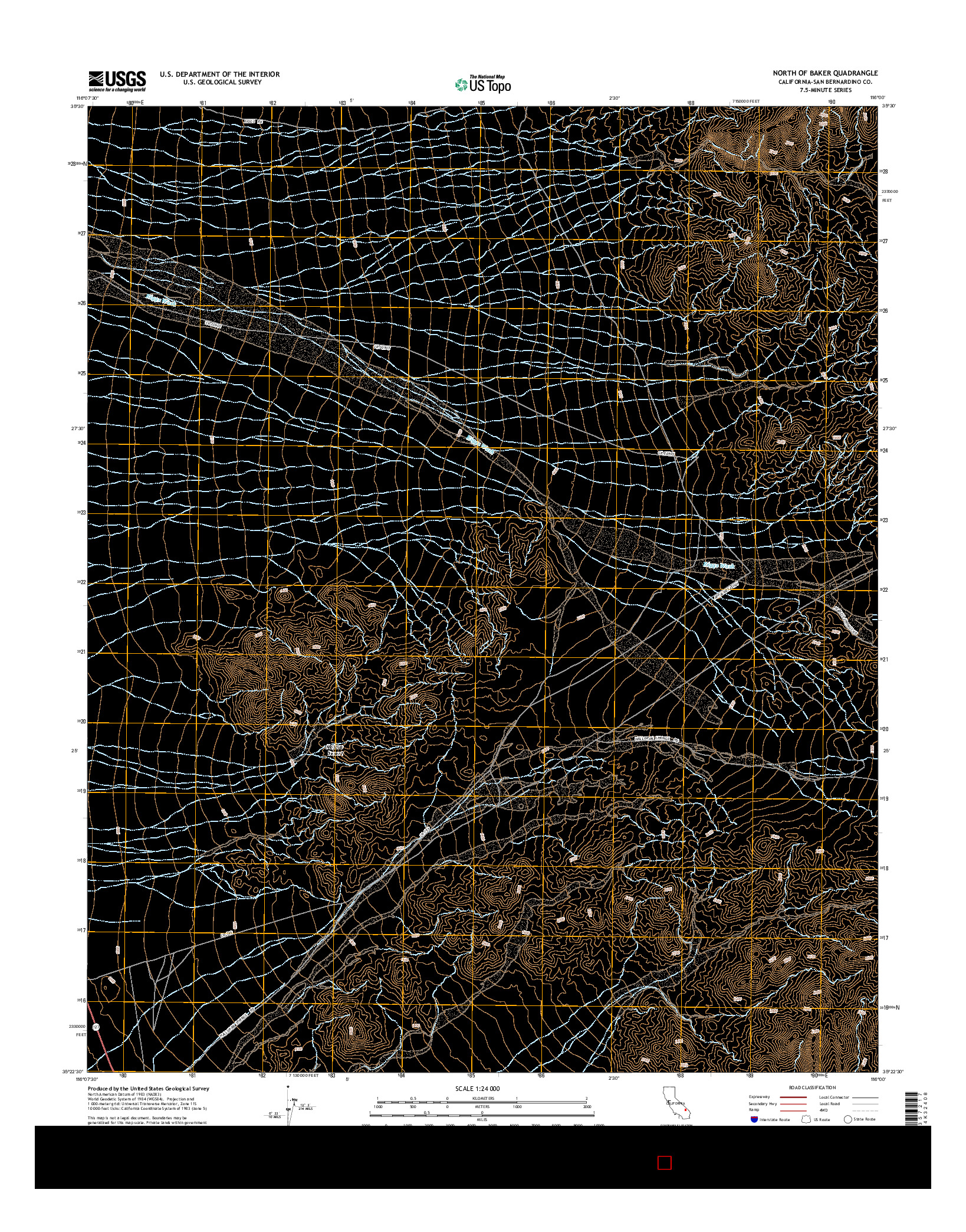 USGS US TOPO 7.5-MINUTE MAP FOR NORTH OF BAKER, CA 2015