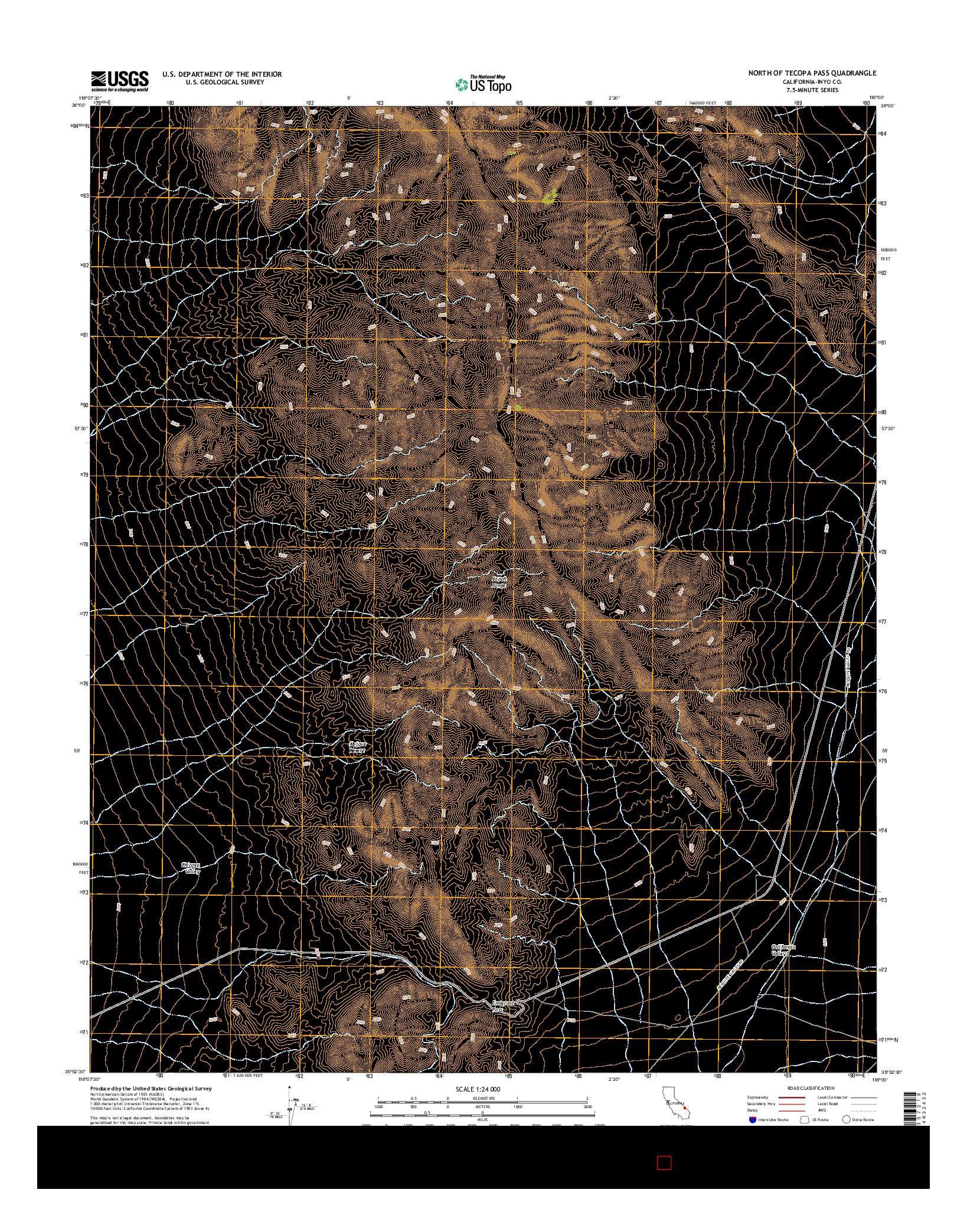 USGS US TOPO 7.5-MINUTE MAP FOR NORTH OF TECOPA PASS, CA 2015