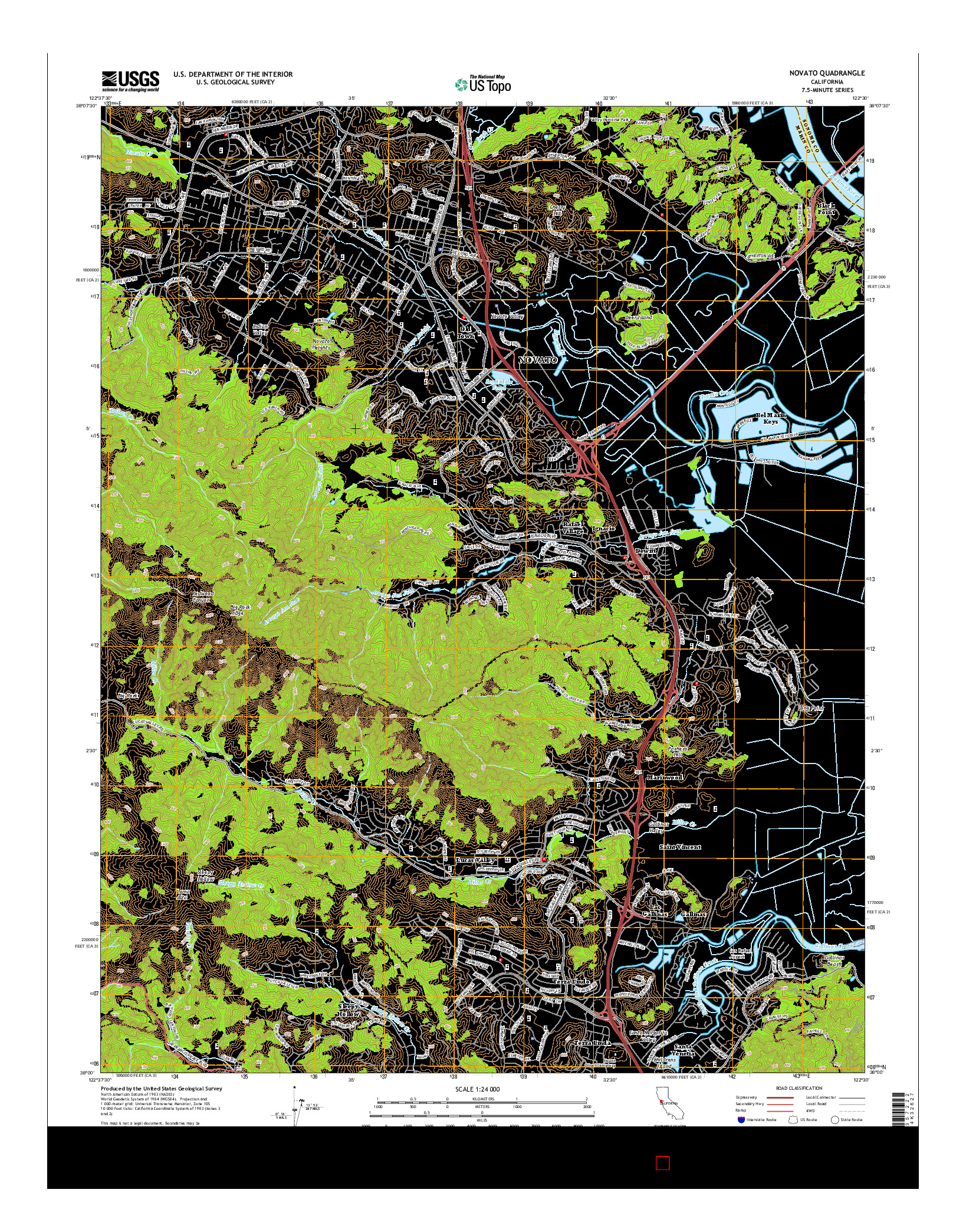 USGS US TOPO 7.5-MINUTE MAP FOR NOVATO, CA 2015