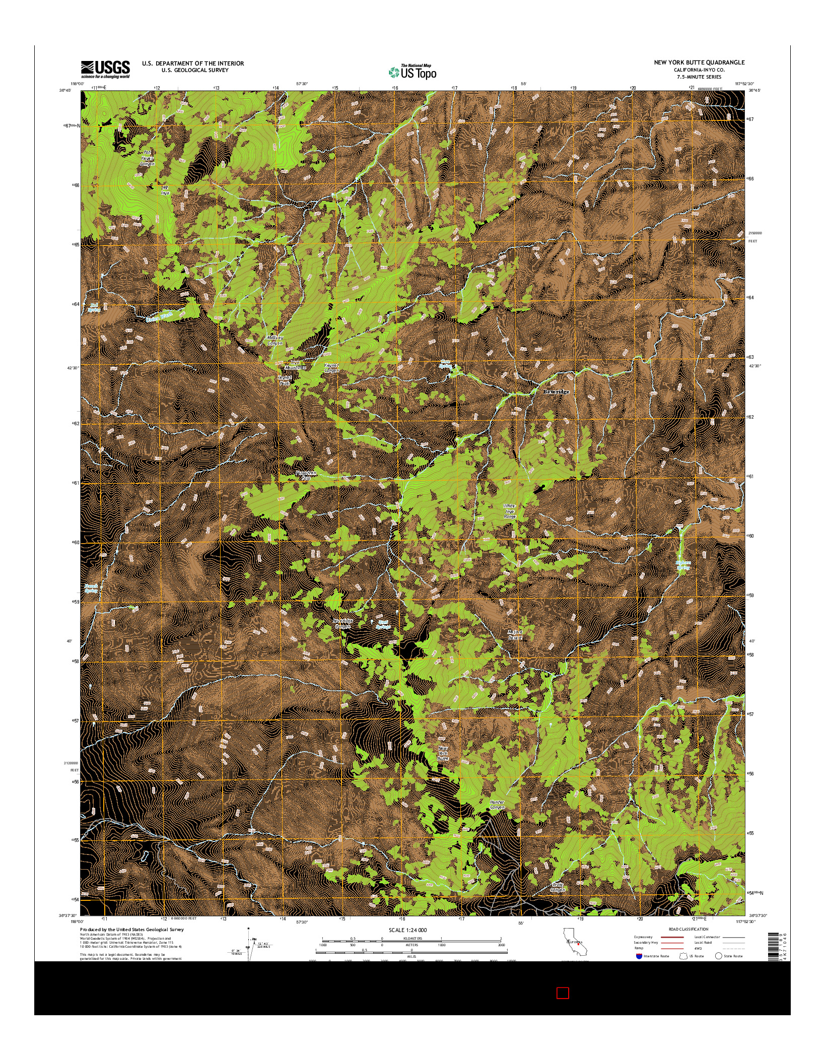 USGS US TOPO 7.5-MINUTE MAP FOR NEW YORK BUTTE, CA 2015