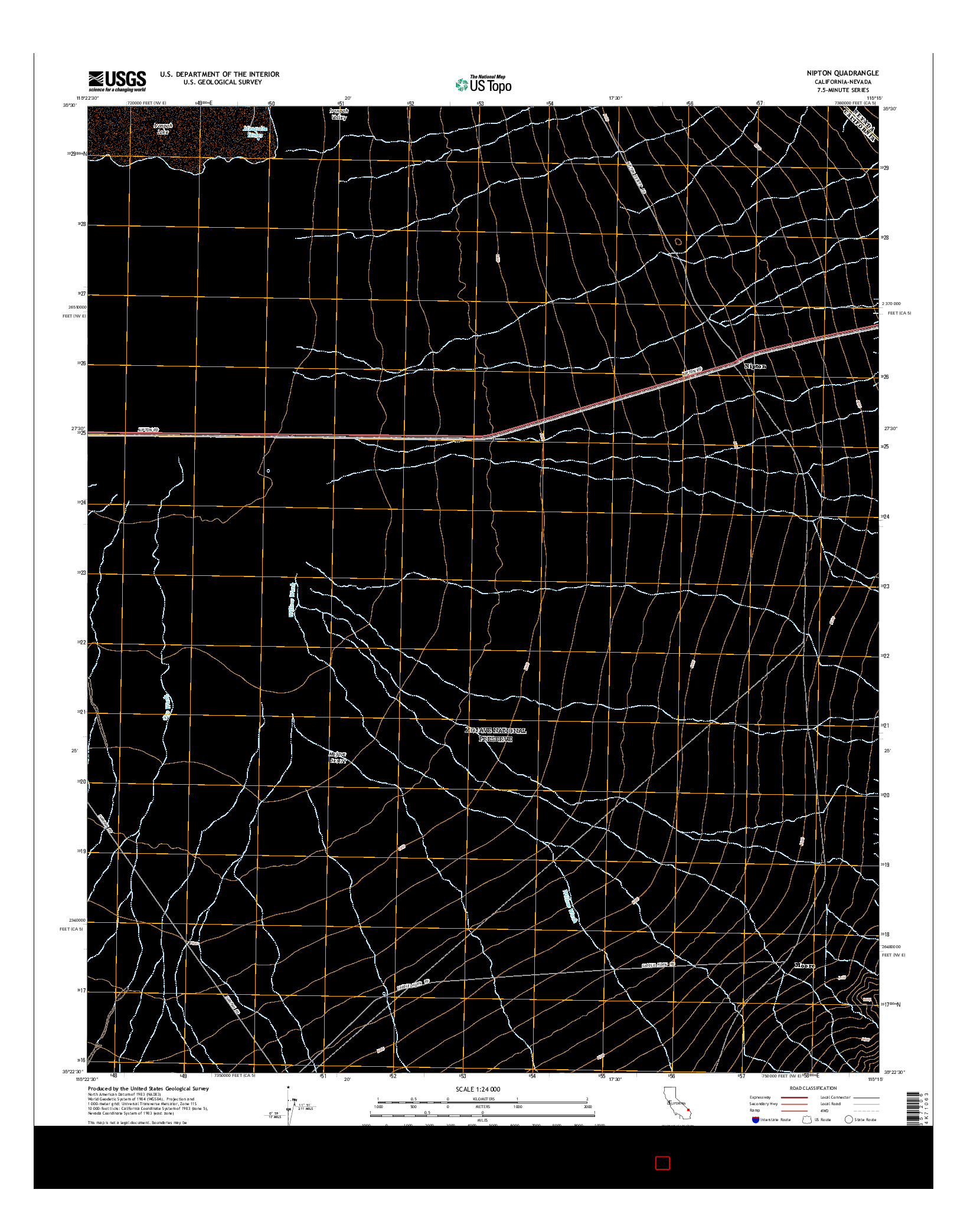 USGS US TOPO 7.5-MINUTE MAP FOR NIPTON, CA-NV 2015