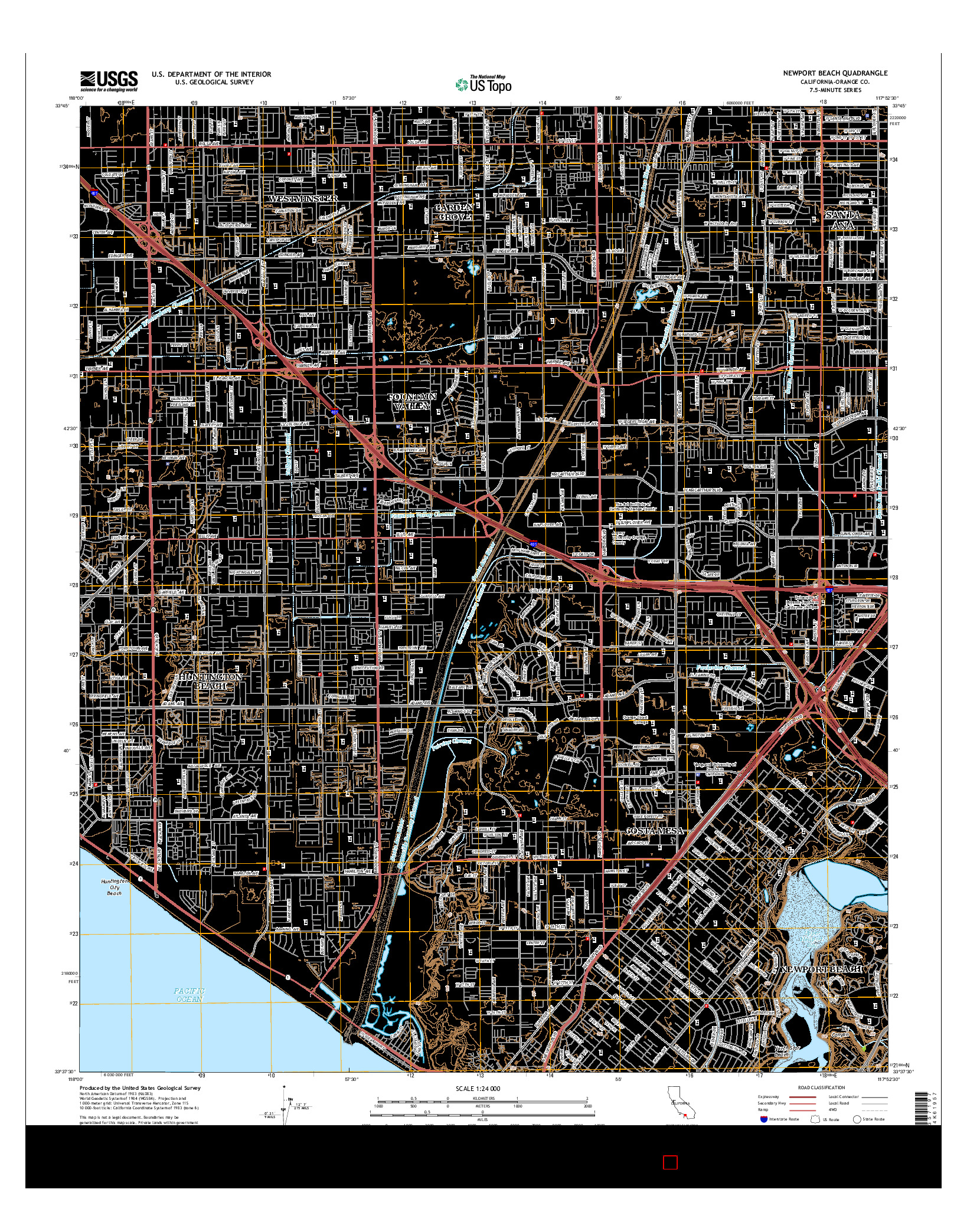 USGS US TOPO 7.5-MINUTE MAP FOR NEWPORT BEACH, CA 2015